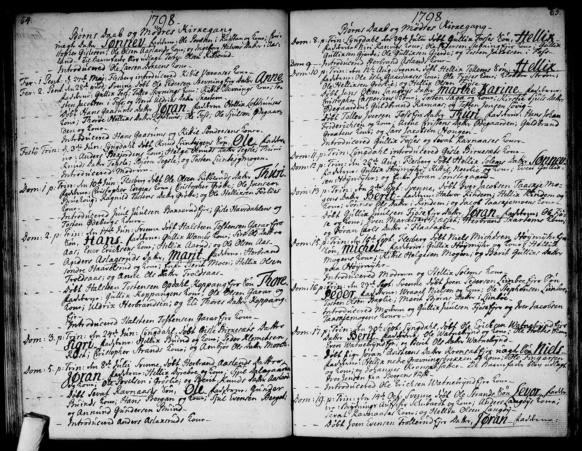 Flesberg kirkebøker, AV/SAKO-A-18/F/Fa/L0004: Parish register (official) no. I 4, 1788-1815, p. 64-65