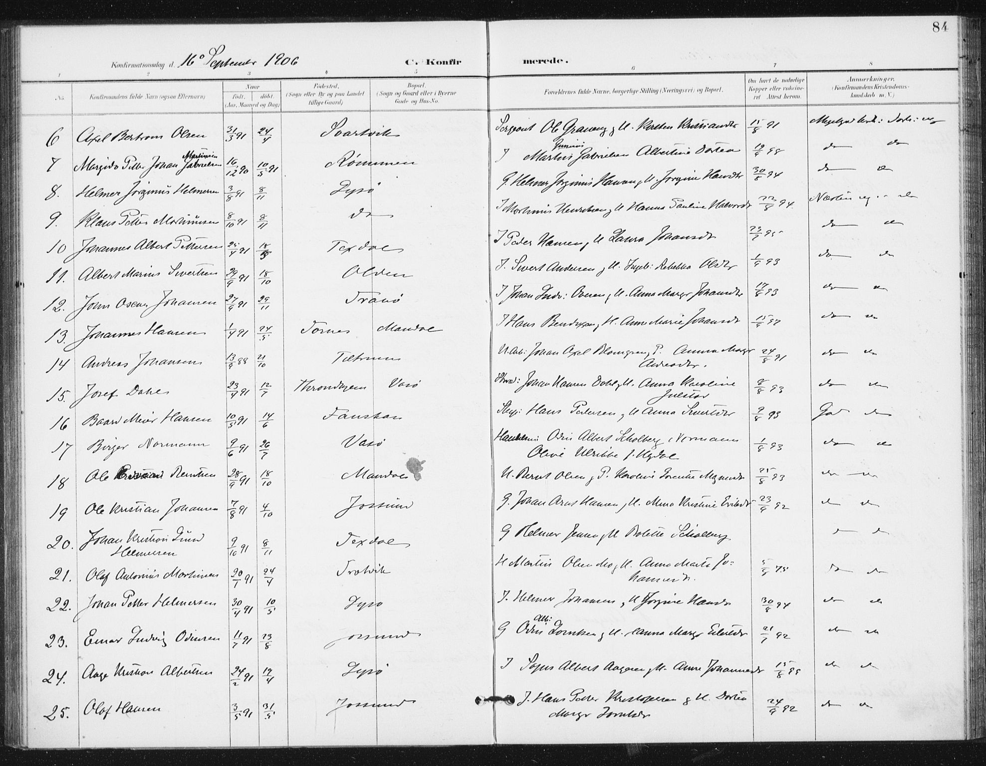 Ministerialprotokoller, klokkerbøker og fødselsregistre - Sør-Trøndelag, SAT/A-1456/654/L0664: Parish register (official) no. 654A02, 1895-1907, p. 84