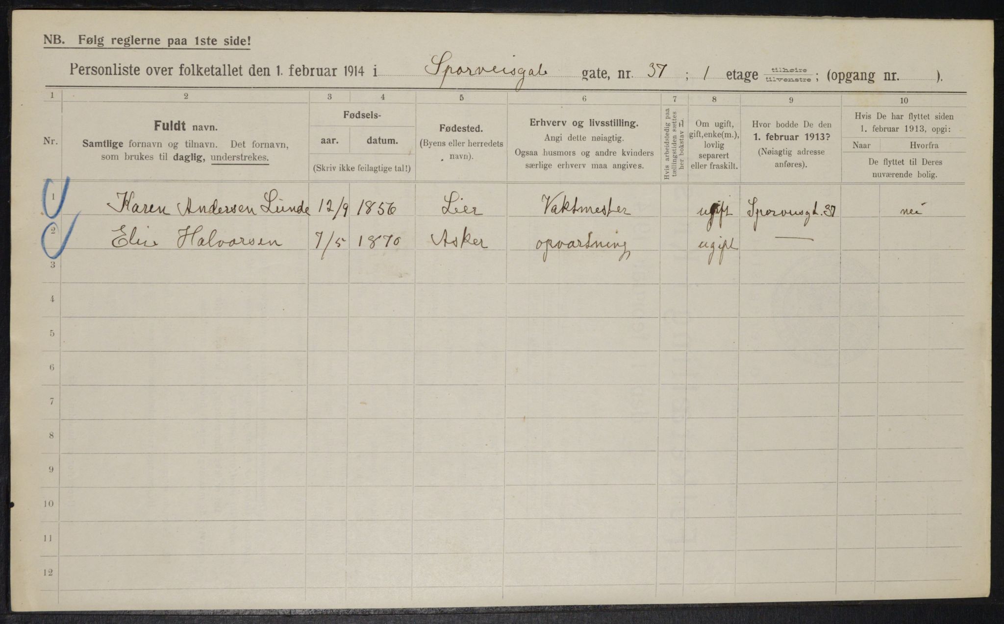 OBA, Municipal Census 1914 for Kristiania, 1914, p. 100554