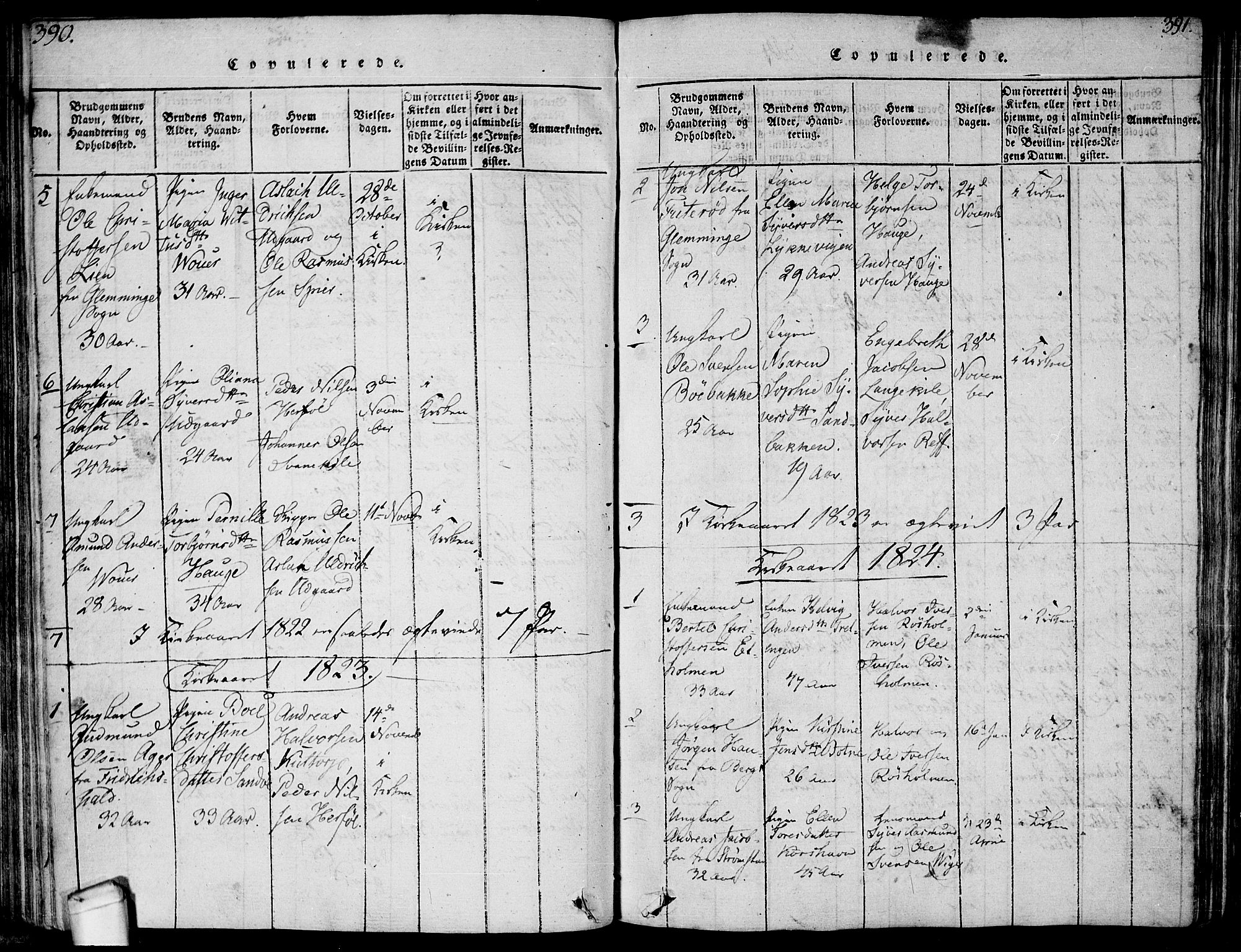 Hvaler prestekontor Kirkebøker, SAO/A-2001/F/Fa/L0005: Parish register (official) no. I 5, 1816-1845, p. 390-391