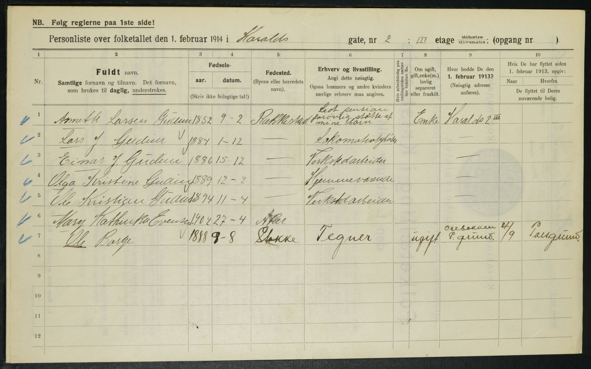 OBA, Municipal Census 1914 for Kristiania, 1914, p. 35103