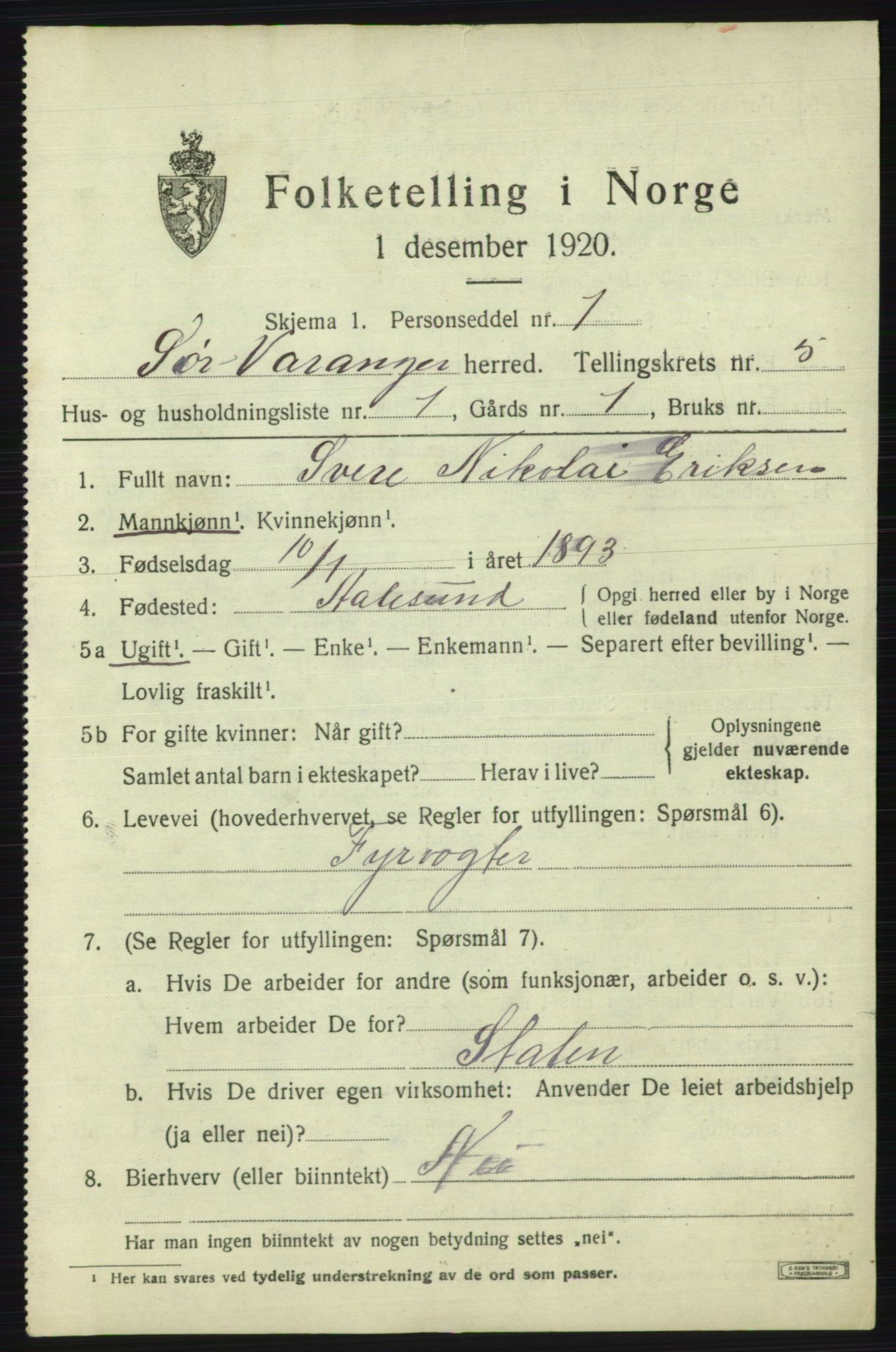 SATØ, 1920 census for Sør-Varanger, 1920, p. 3426