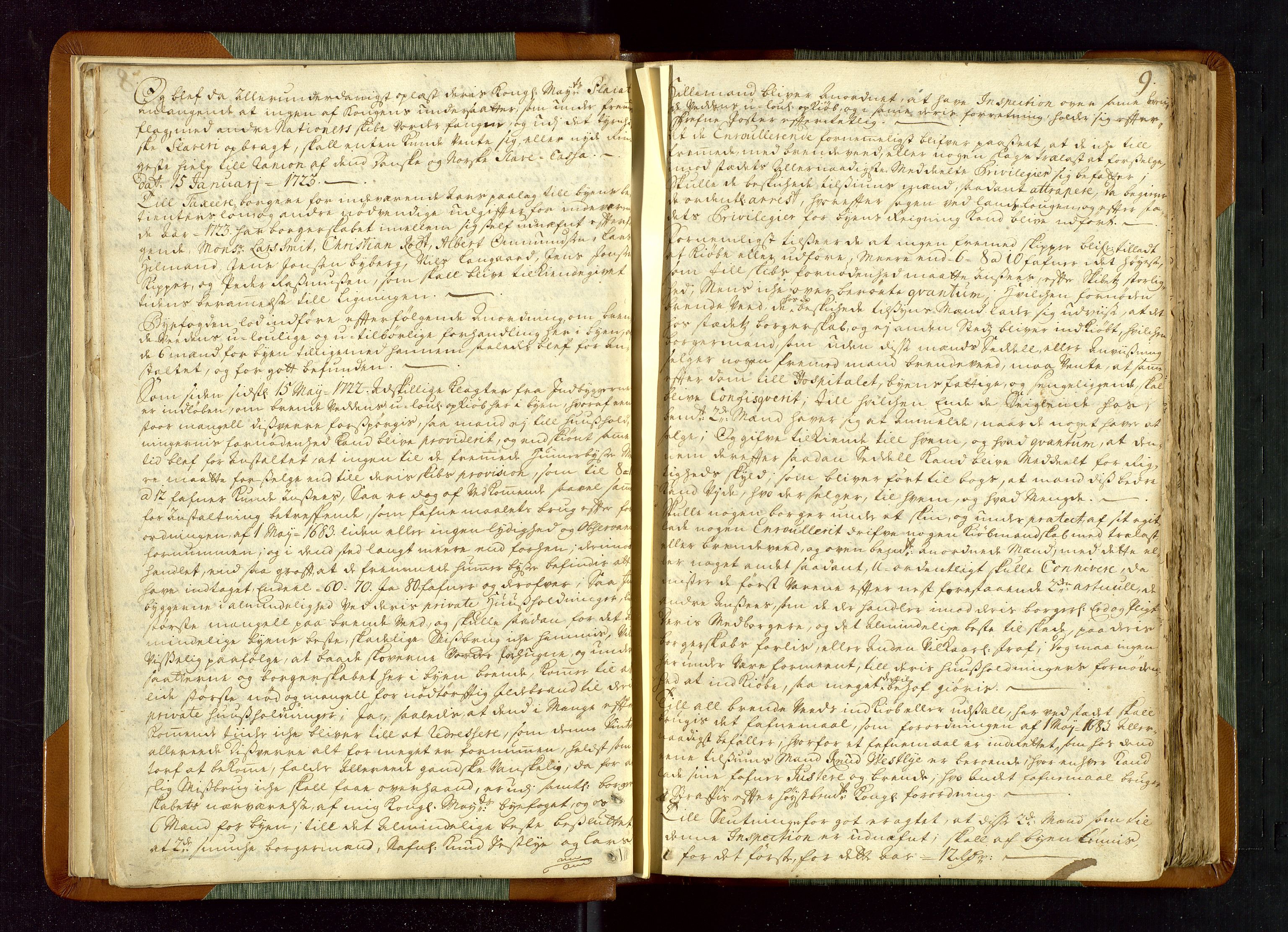 Stavanger byfogd, AV/SAST-A-101408/001/3/30/30BA/L0036: Bytingprotkoll, 1722-1726, p. 8b-9a