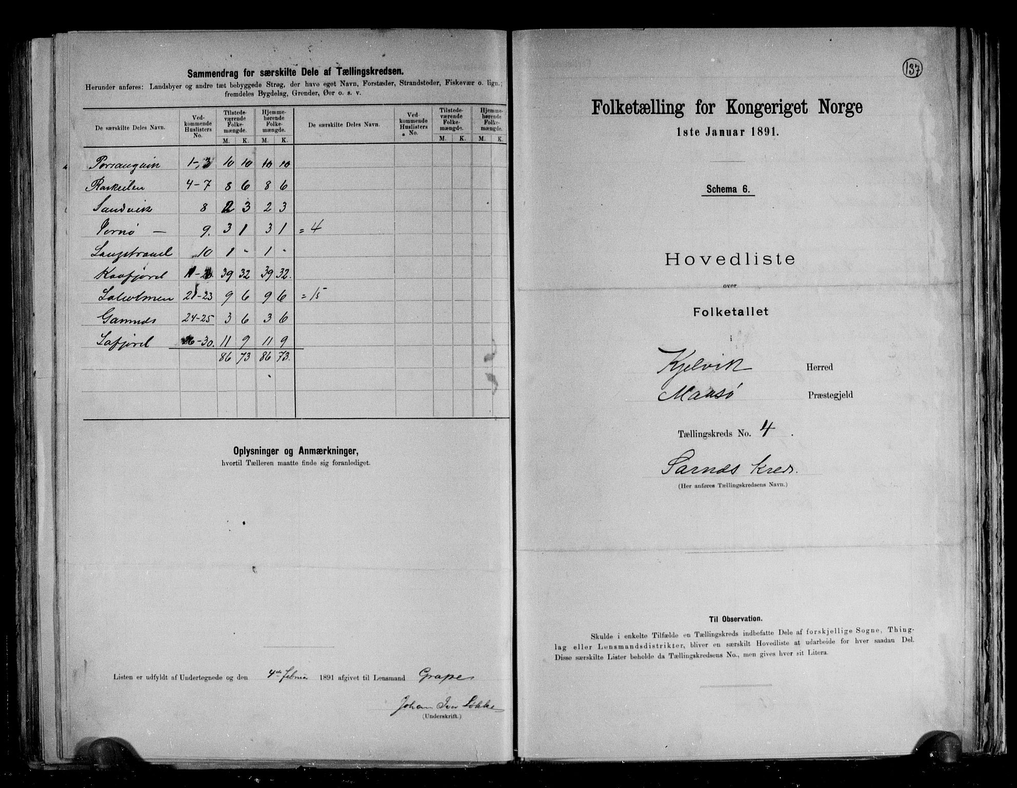 RA, 1891 census for 2019 Kjelvik, 1891, p. 14