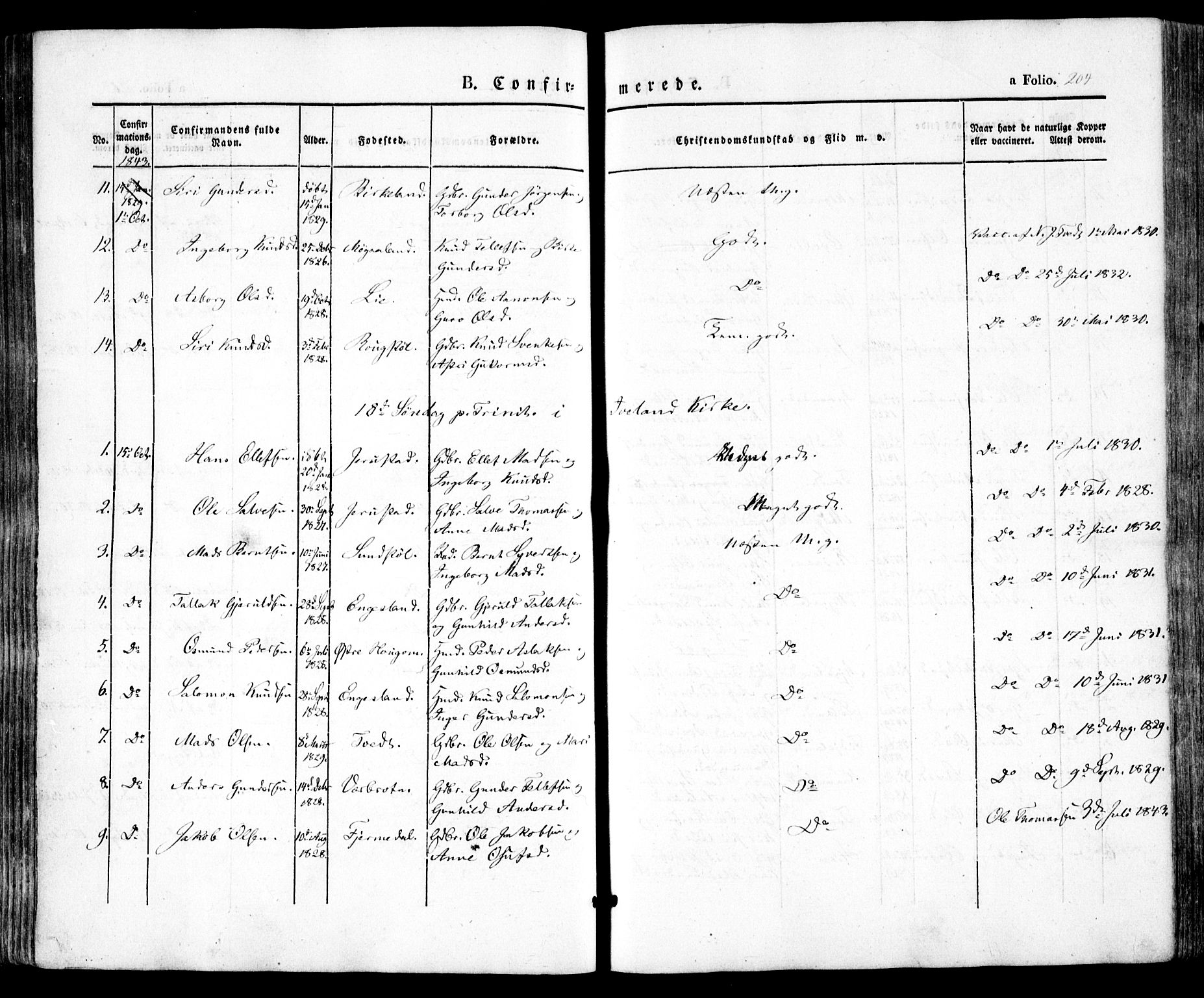 Evje sokneprestkontor, AV/SAK-1111-0008/F/Fa/Faa/L0005: Parish register (official) no. A 5, 1843-1865, p. 204