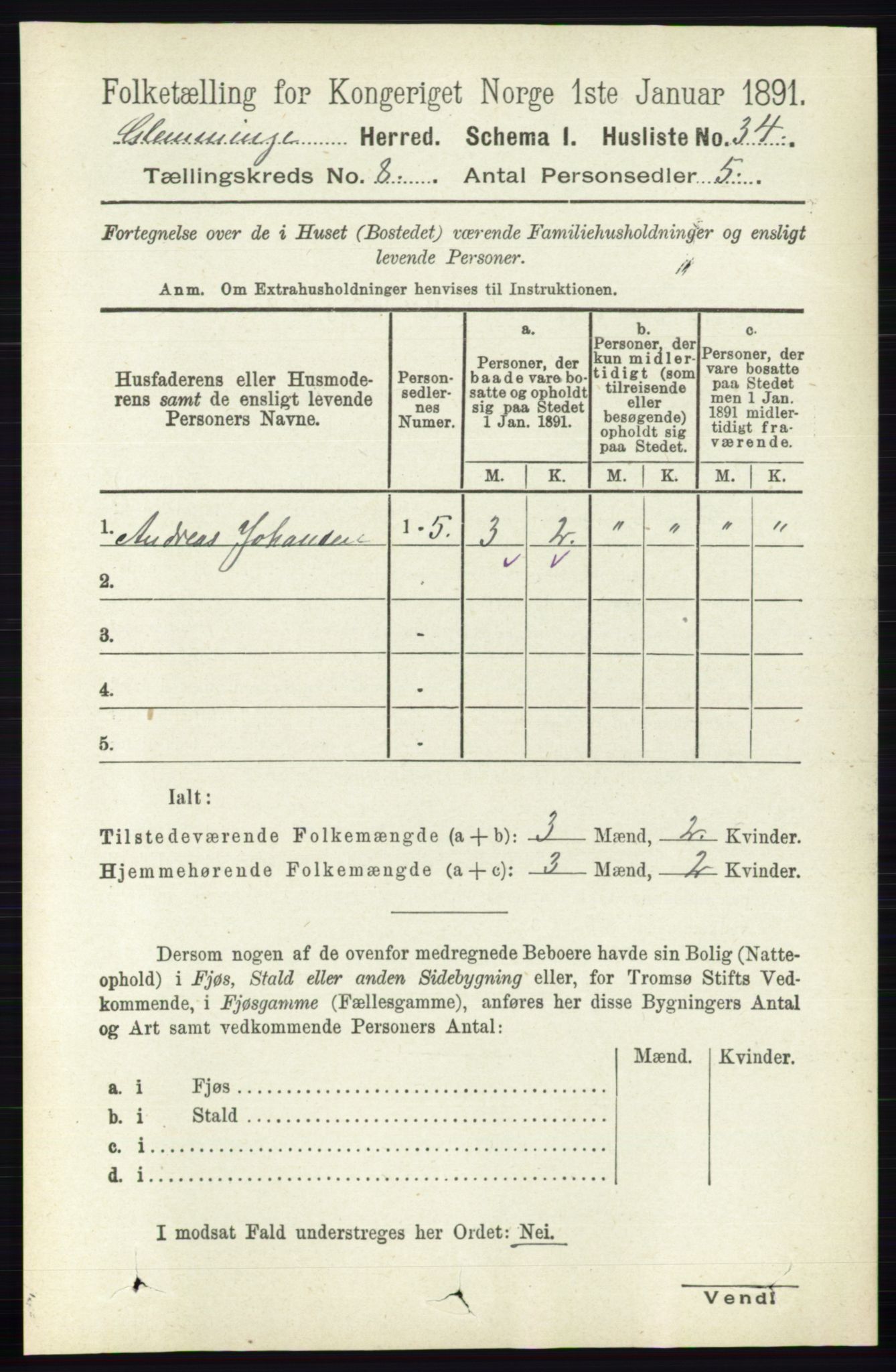 RA, 1891 census for 0132 Glemmen, 1891, p. 9298