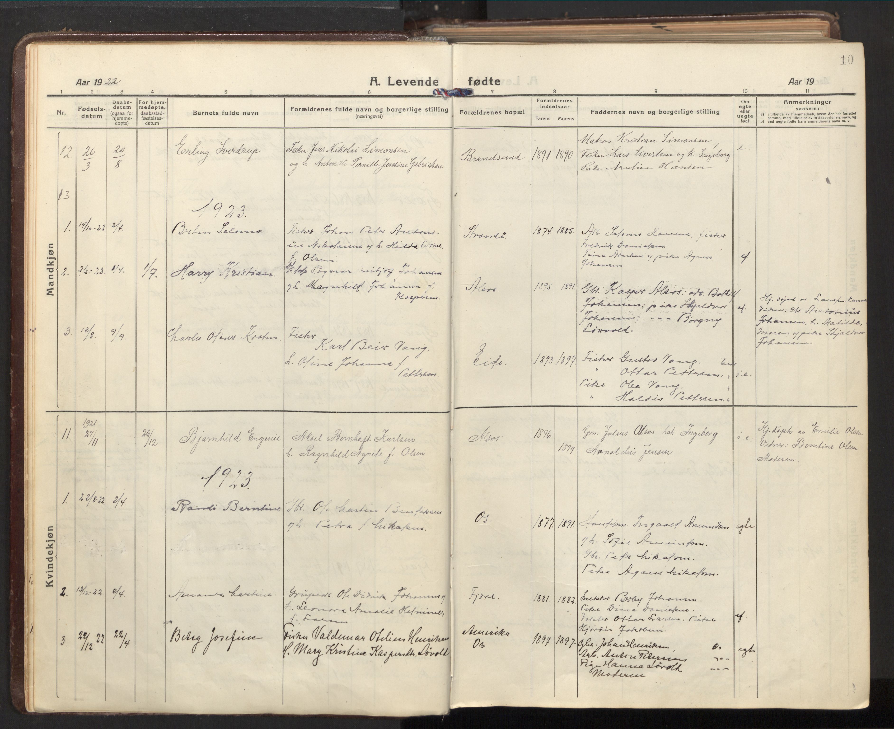 Ministerialprotokoller, klokkerbøker og fødselsregistre - Nordland, SAT/A-1459/803/L0073: Parish register (official) no. 803A03, 1920-1955, p. 10