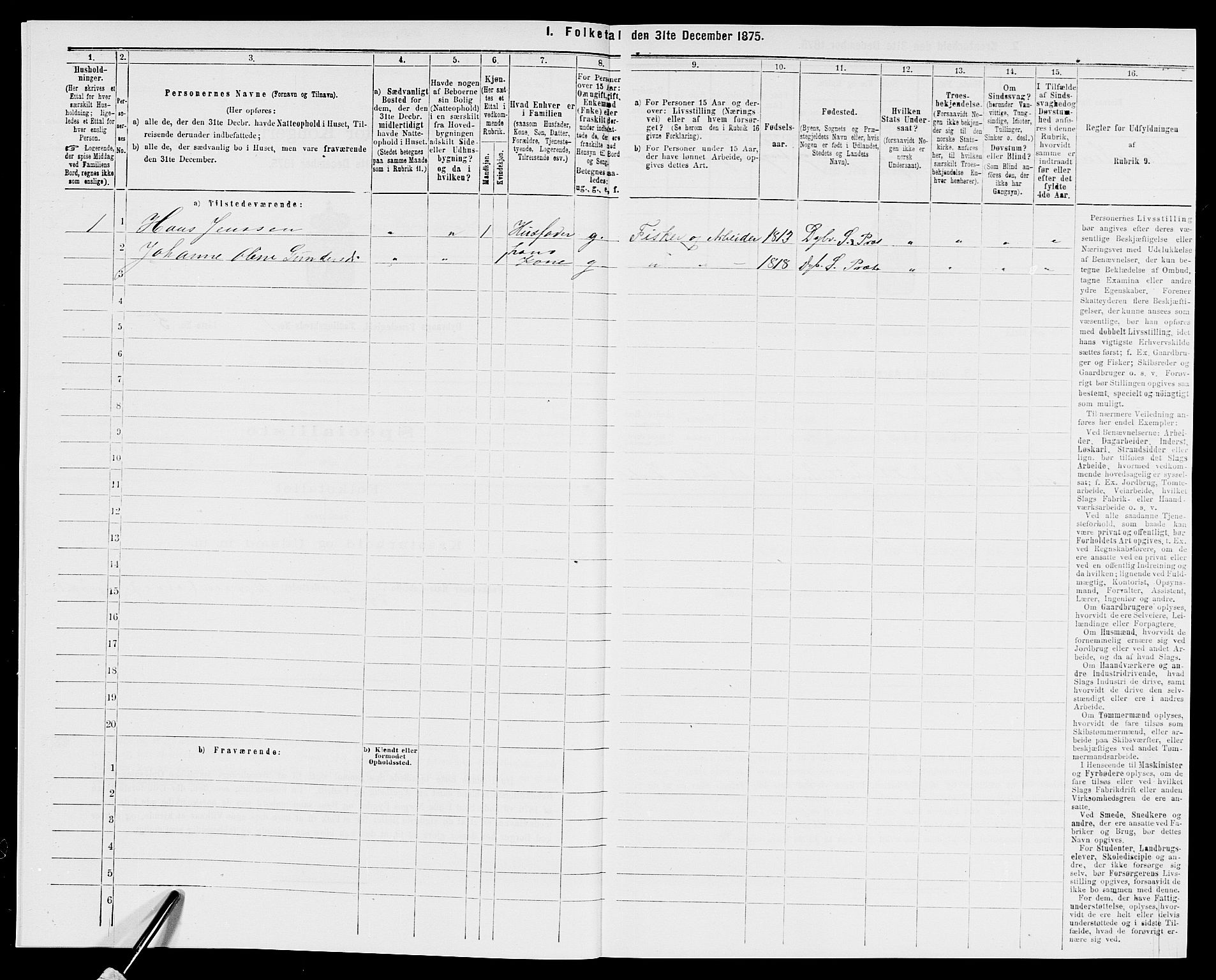 SAK, 1875 census for 0915P Dypvåg, 1875, p. 71