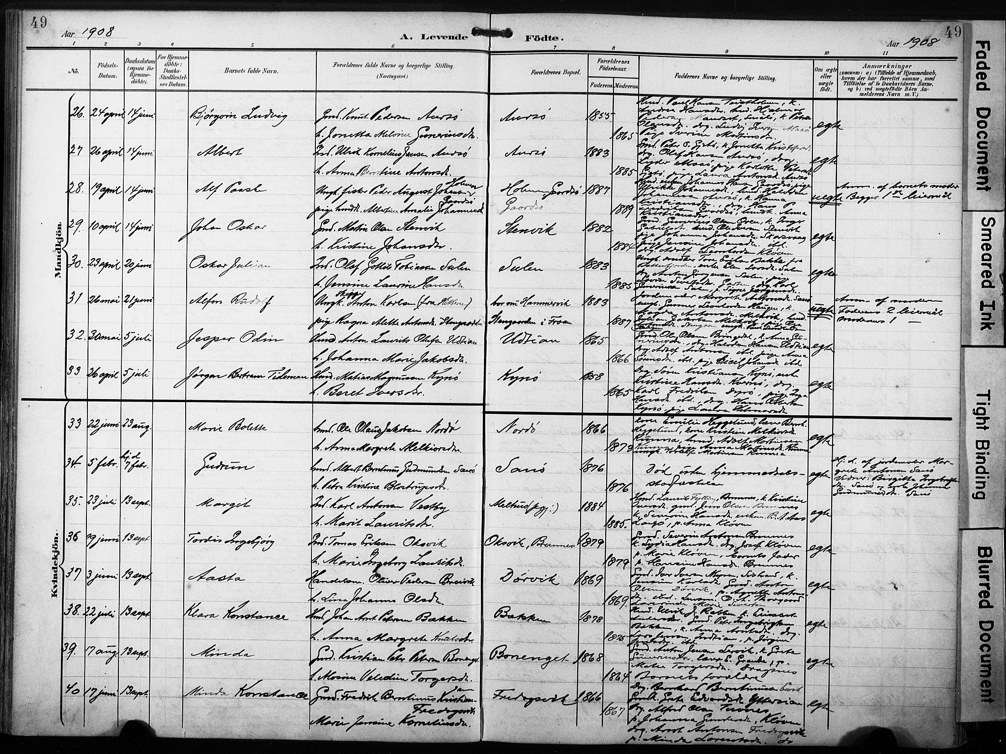 Ministerialprotokoller, klokkerbøker og fødselsregistre - Sør-Trøndelag, AV/SAT-A-1456/640/L0580: Parish register (official) no. 640A05, 1902-1910, p. 49