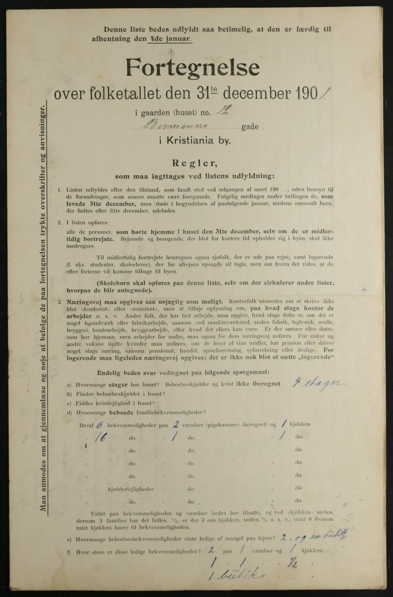 OBA, Municipal Census 1901 for Kristiania, 1901, p. 827