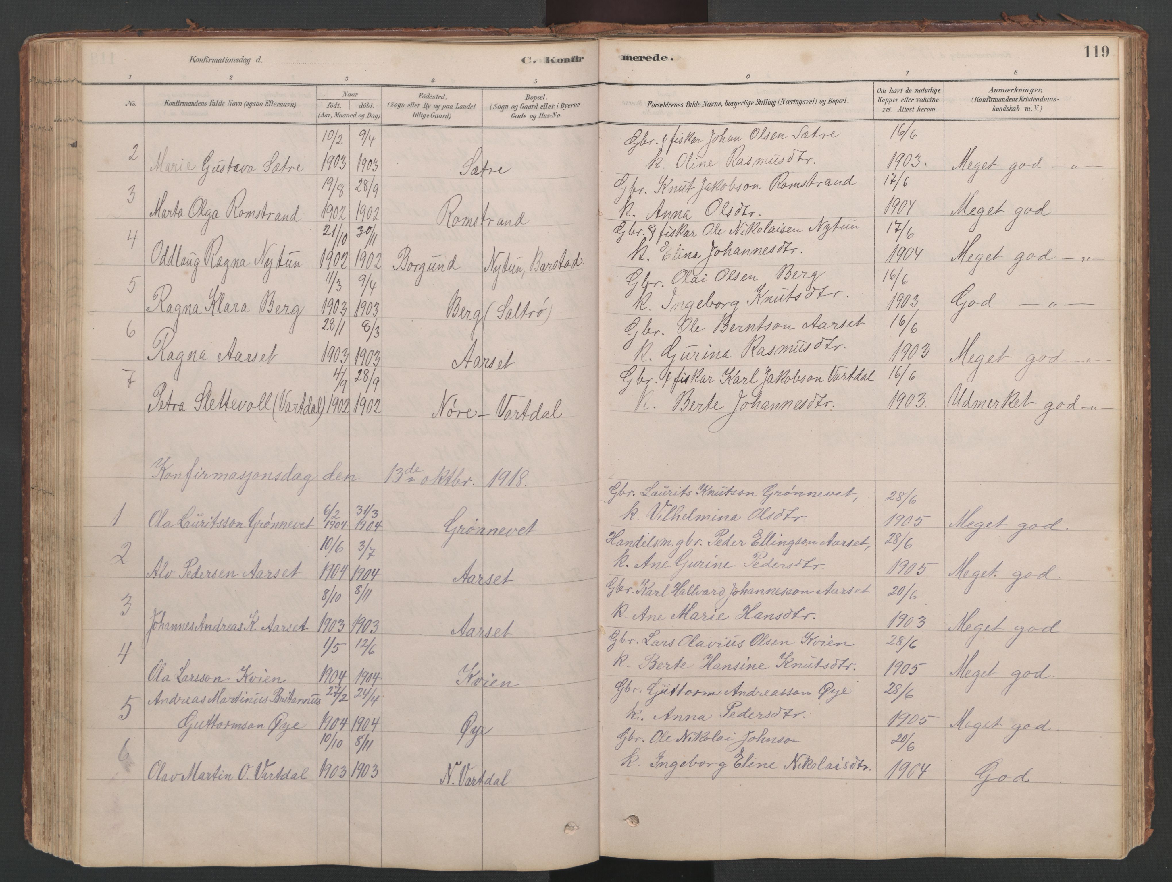 Ministerialprotokoller, klokkerbøker og fødselsregistre - Møre og Romsdal, SAT/A-1454/514/L0201: Parish register (copy) no. 514C01, 1878-1919, p. 119