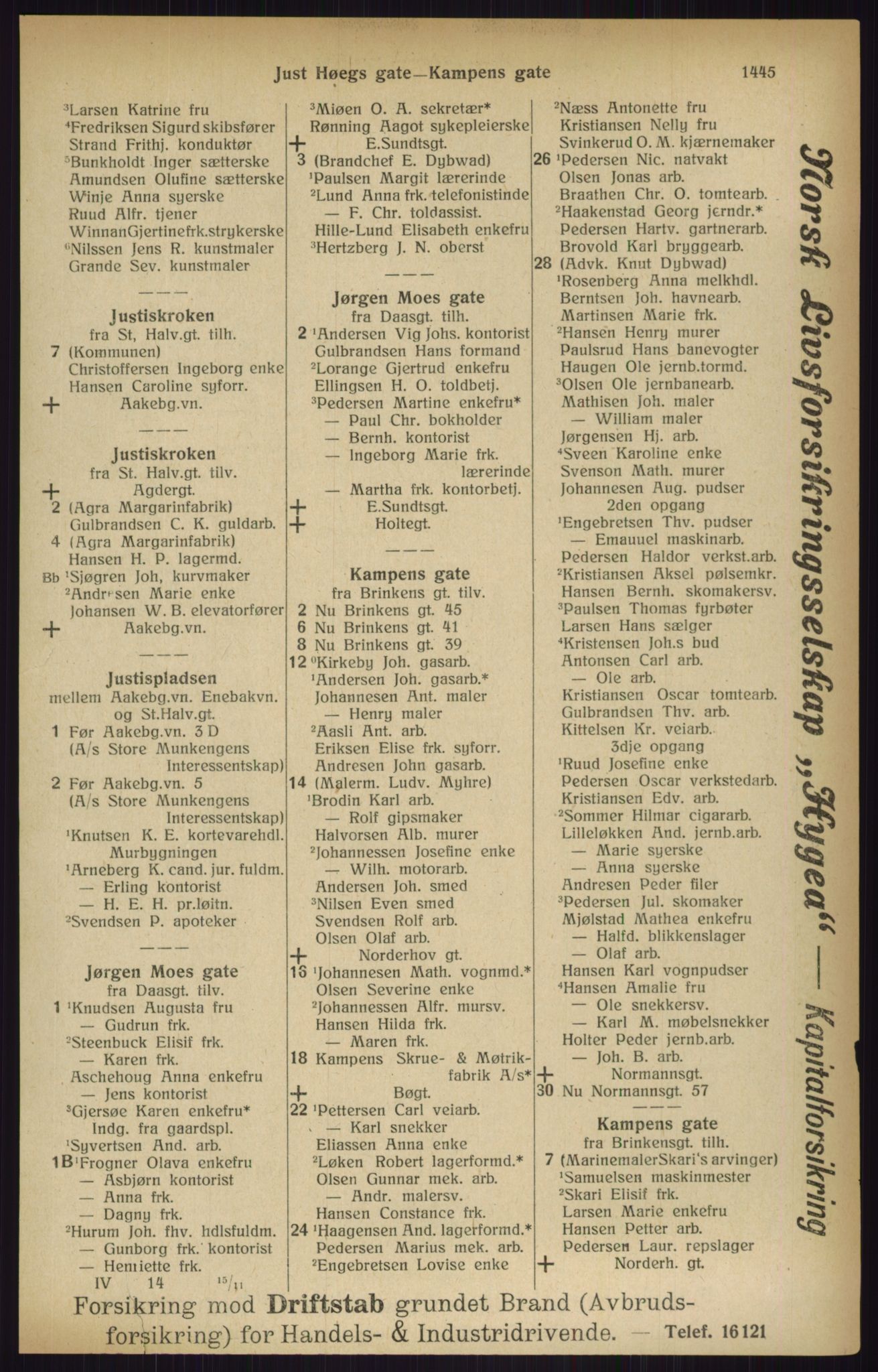 Kristiania/Oslo adressebok, PUBL/-, 1916, p. 1445