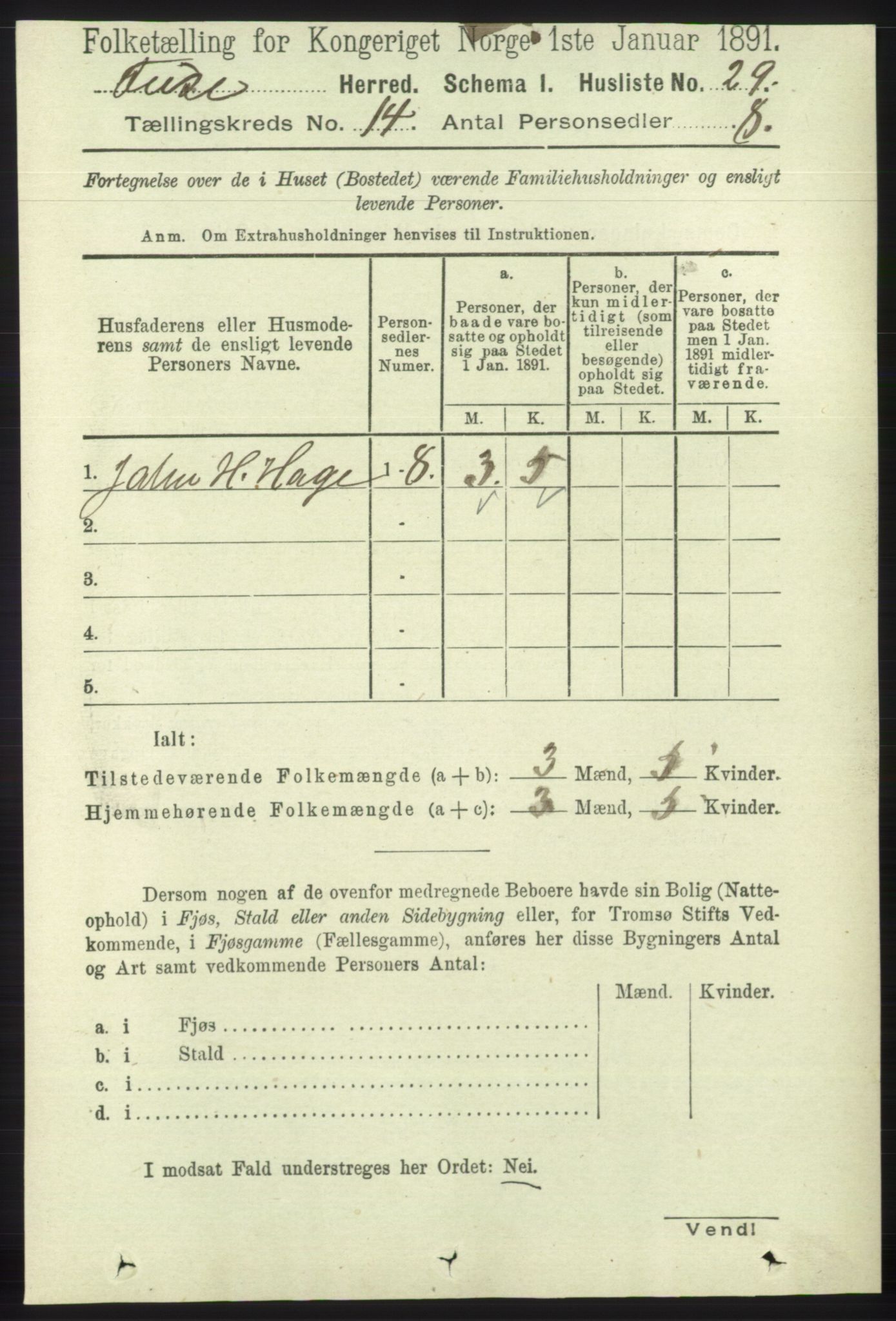 RA, 1891 census for 1241 Fusa, 1891, p. 3170