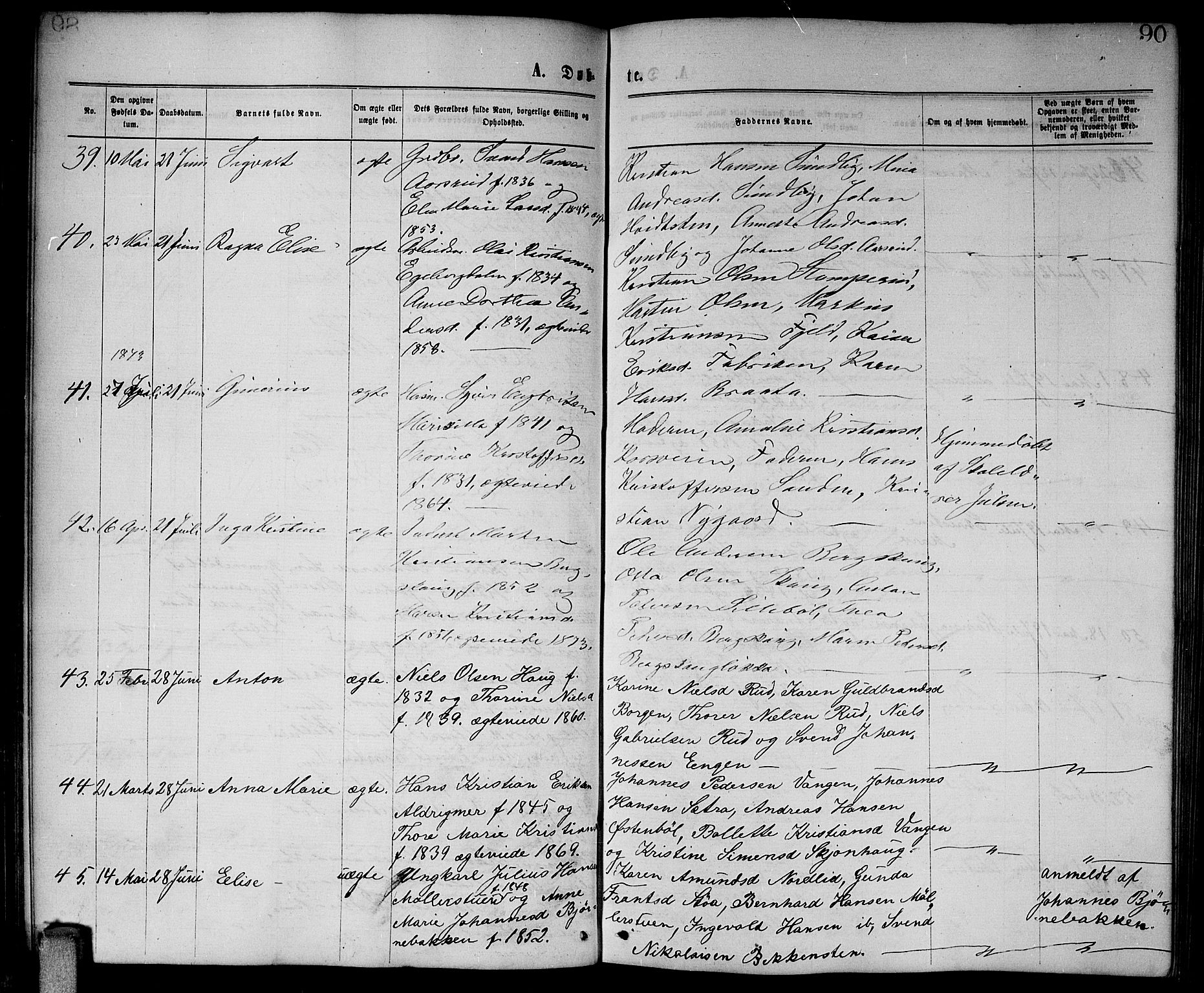 Enebakk prestekontor Kirkebøker, SAO/A-10171c/G/Ga/L0005: Parish register (copy) no. I 5, 1867-1888, p. 90