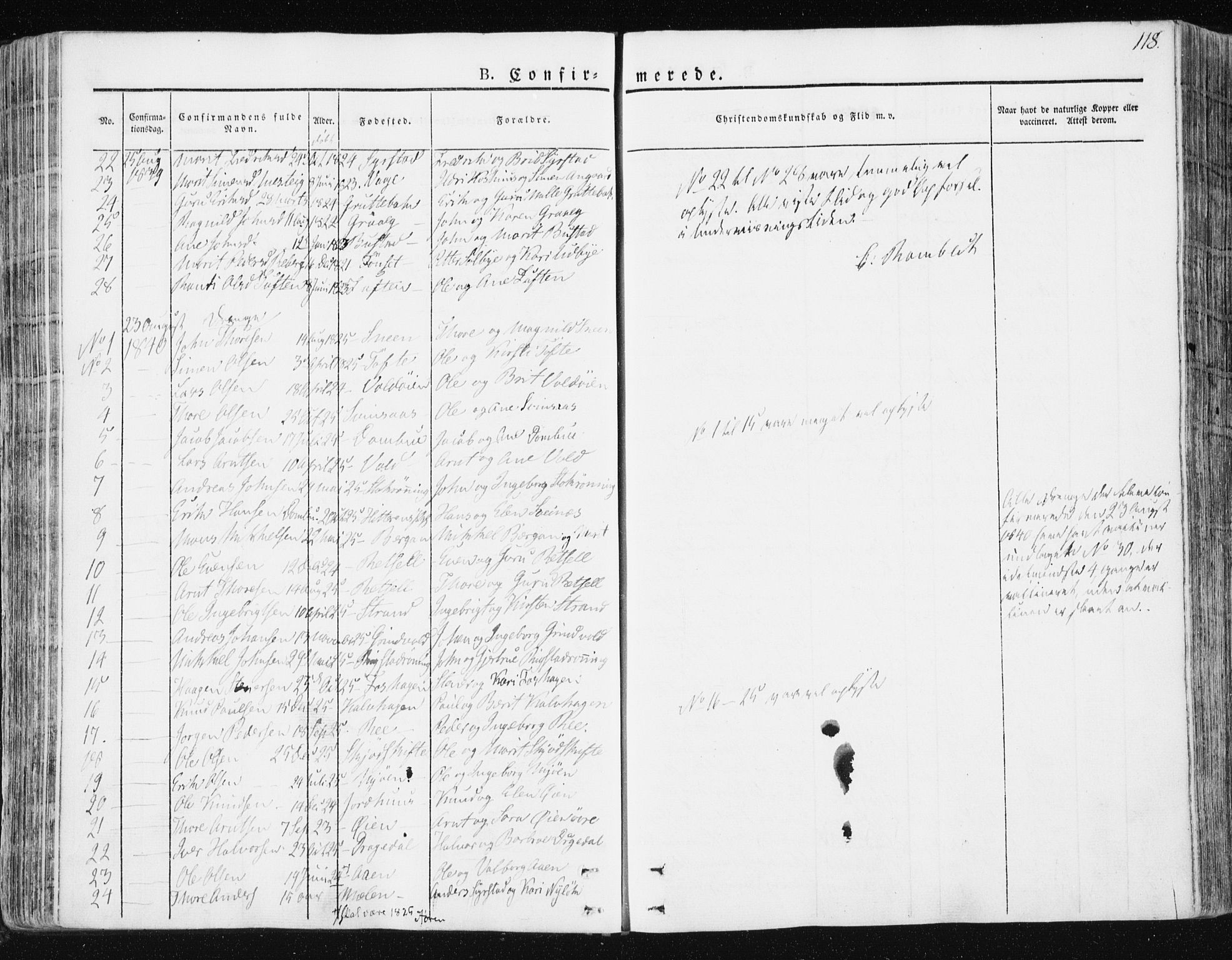 Ministerialprotokoller, klokkerbøker og fødselsregistre - Sør-Trøndelag, AV/SAT-A-1456/672/L0855: Parish register (official) no. 672A07, 1829-1860, p. 118