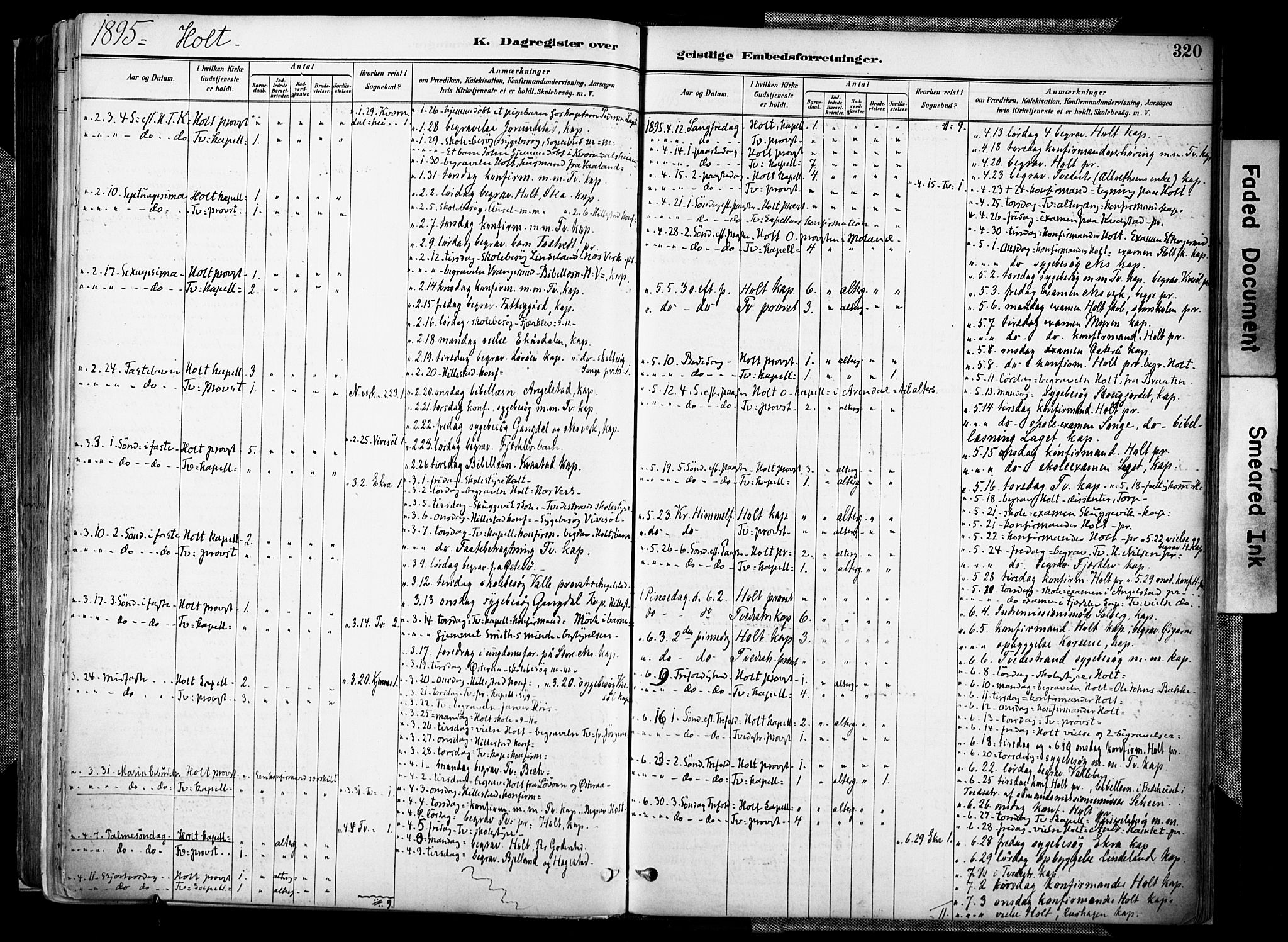 Holt sokneprestkontor, AV/SAK-1111-0021/F/Fa/L0012: Parish register (official) no. A 12, 1885-1907, p. 320