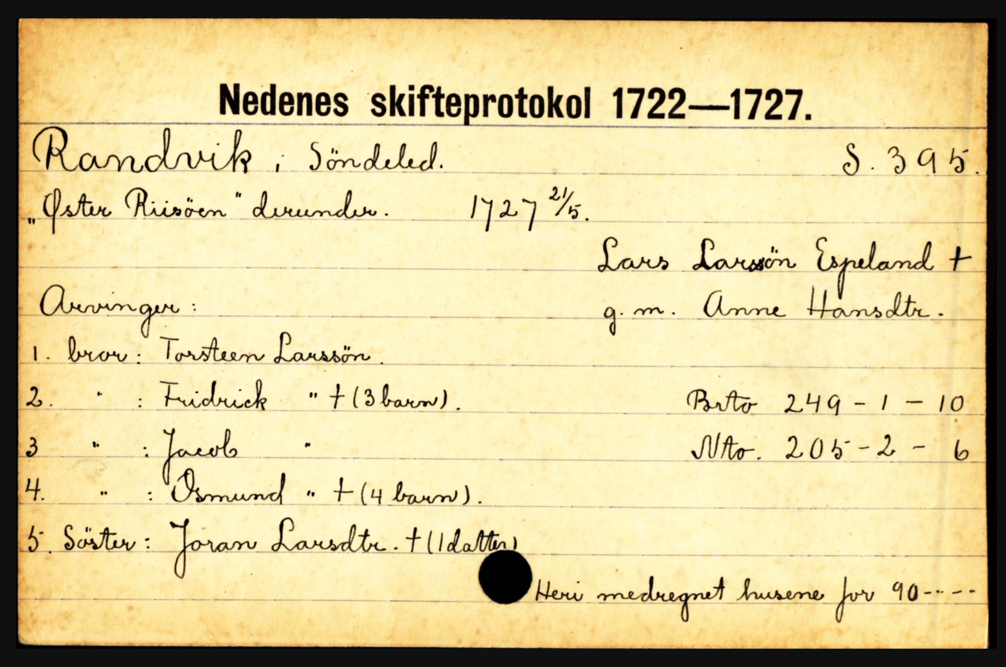 Nedenes sorenskriveri før 1824, AV/SAK-1221-0007/H, p. 23169