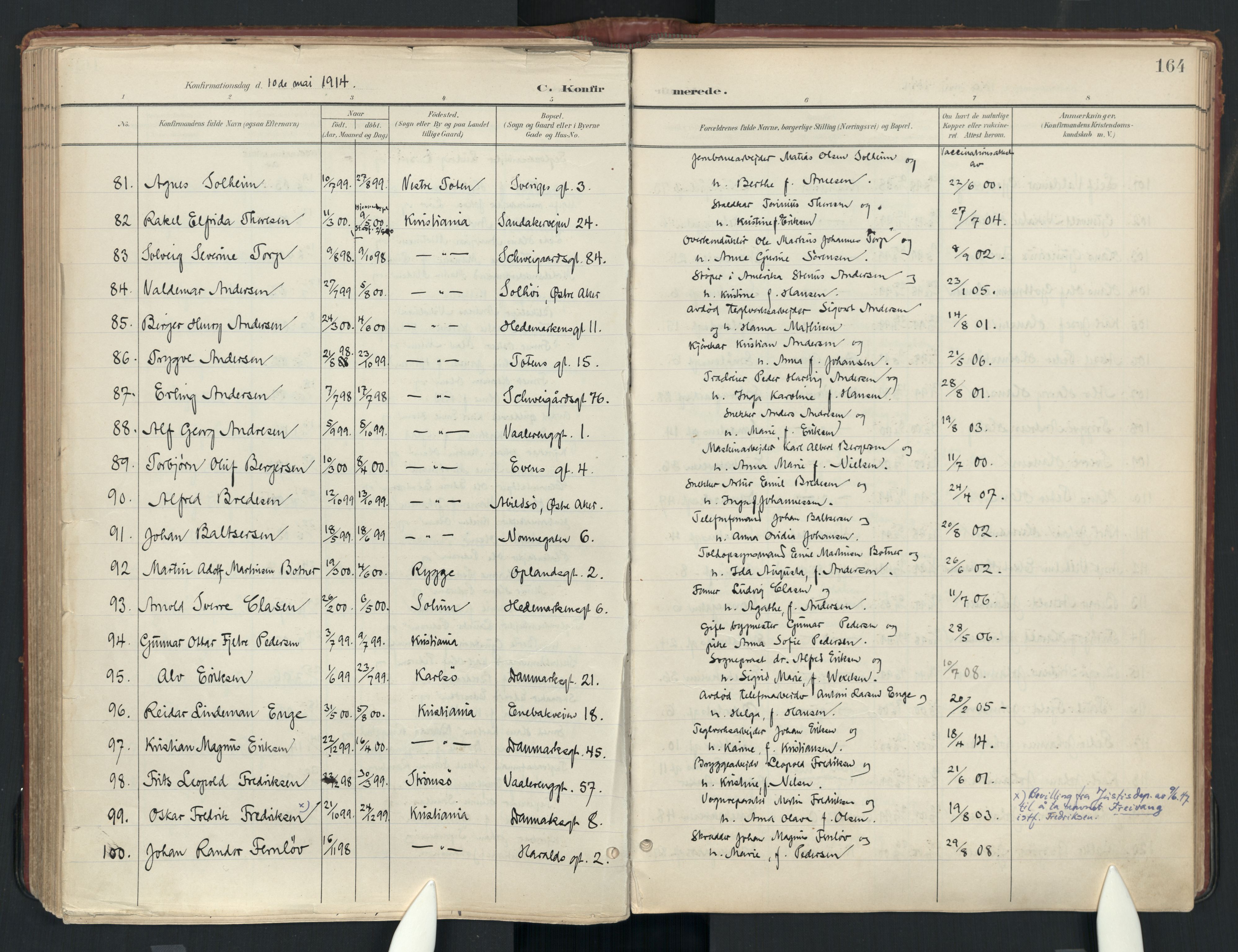 Vålerengen prestekontor Kirkebøker, SAO/A-10878: Parish register (official) no. 3a, 1900-1925, p. 164