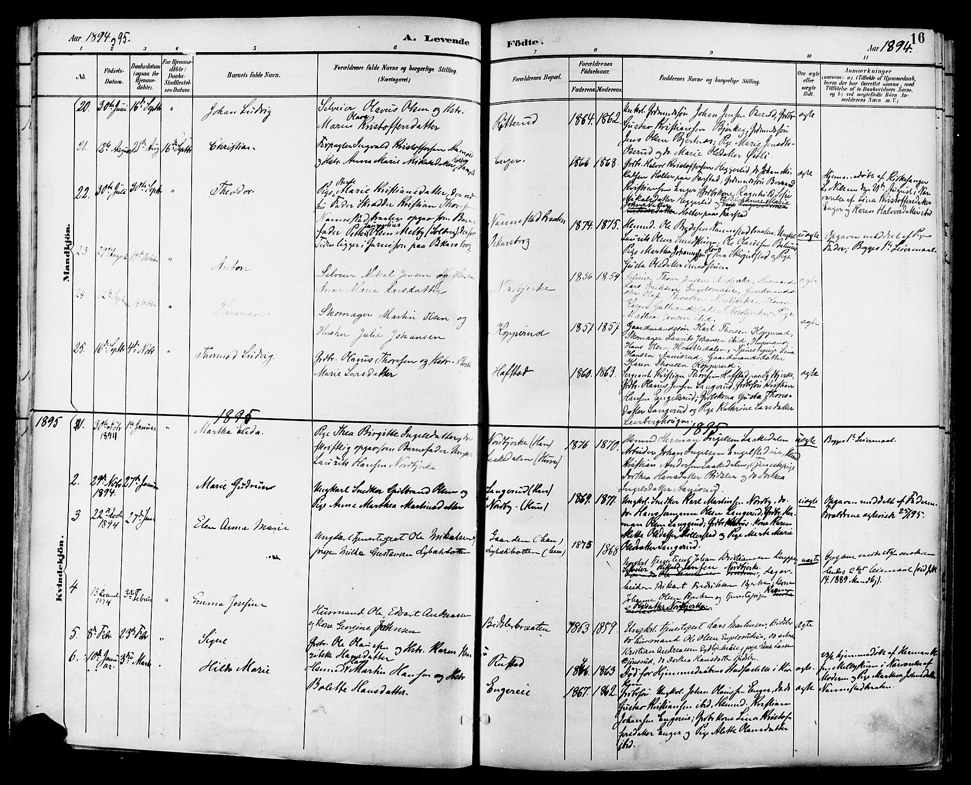 Nannestad prestekontor Kirkebøker, SAO/A-10414a/F/Fa/L0015: Parish register (official) no. I 15, 1891-1905, p. 16