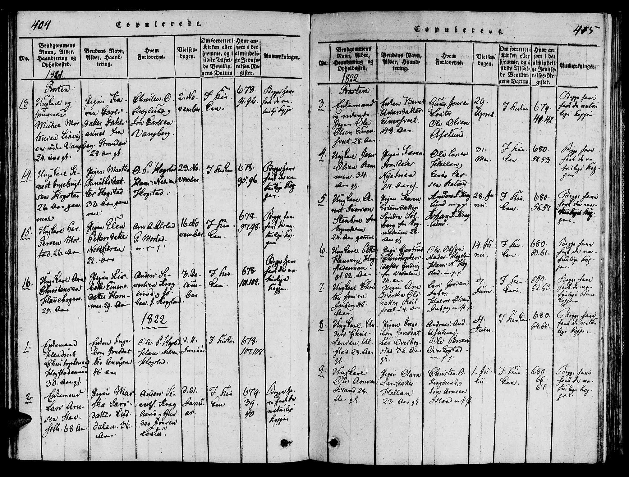 Ministerialprotokoller, klokkerbøker og fødselsregistre - Nord-Trøndelag, SAT/A-1458/713/L0112: Parish register (official) no. 713A04 /1, 1817-1827, p. 404-405
