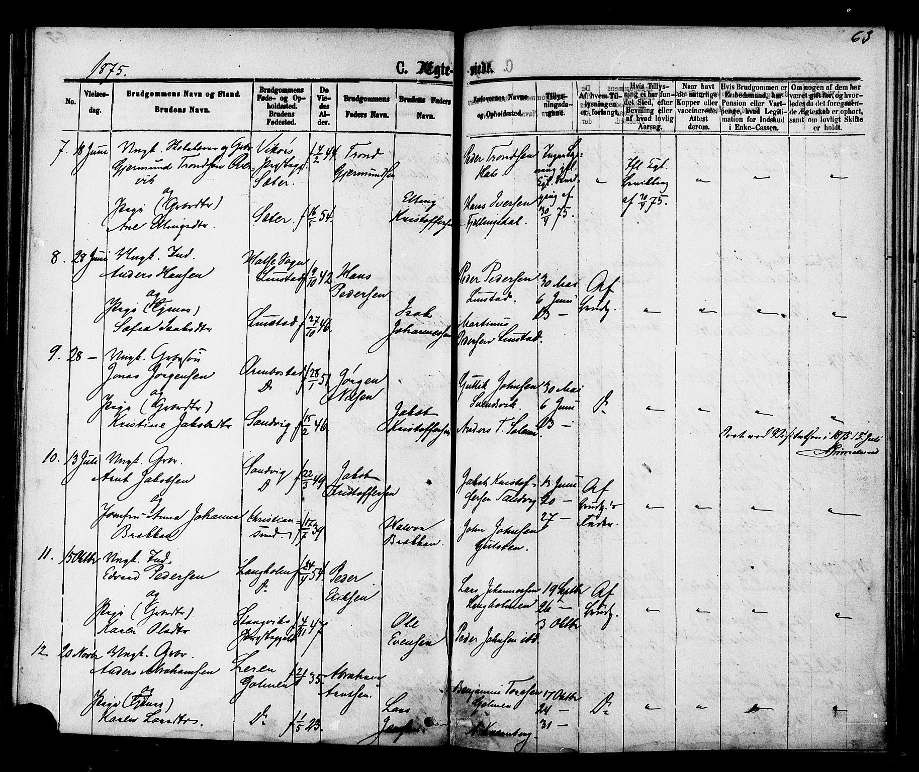 Ministerialprotokoller, klokkerbøker og fødselsregistre - Møre og Romsdal, SAT/A-1454/577/L0895: Parish register (official) no. 577A02, 1875-1879, p. 63