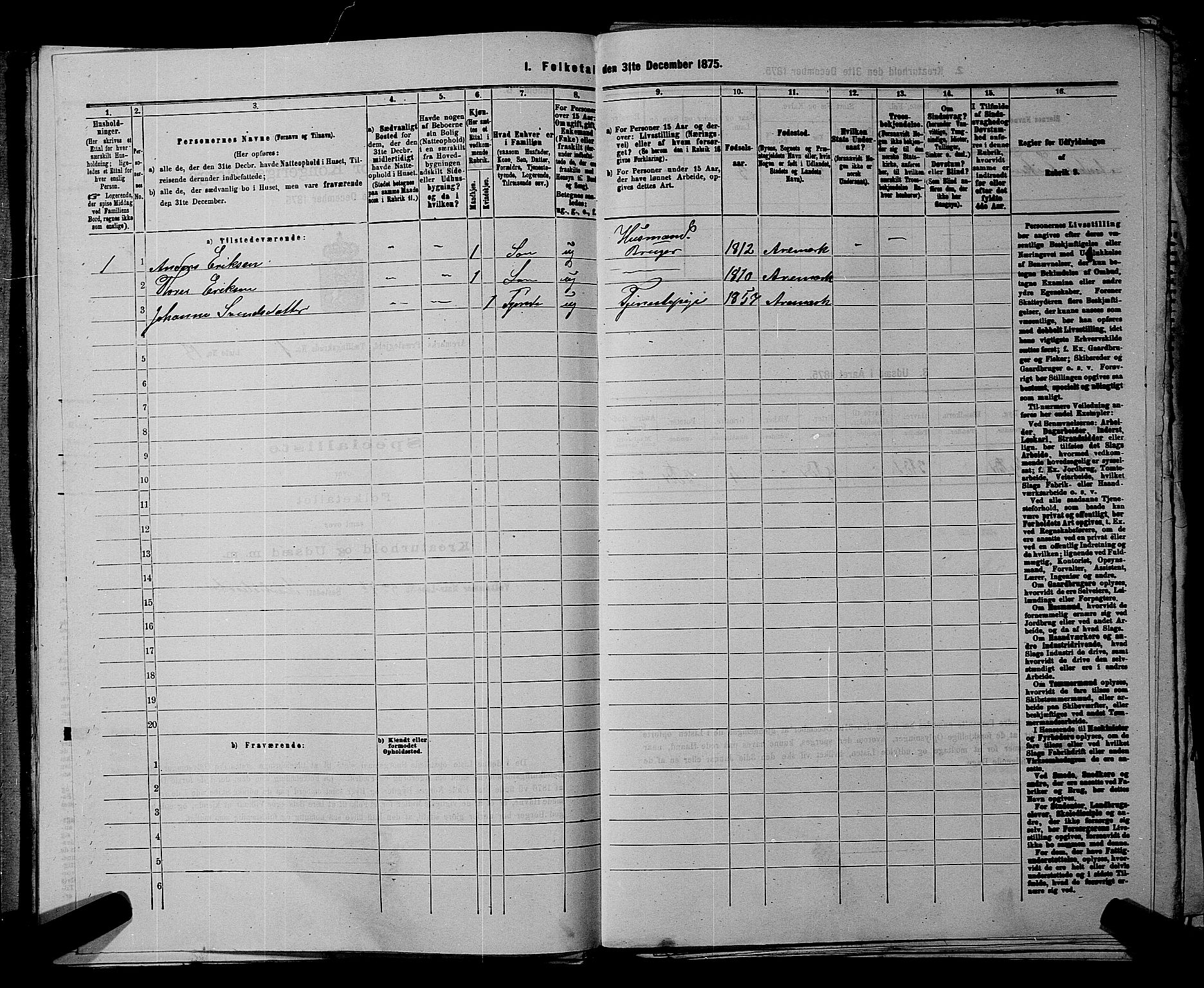 RA, 1875 census for 0118P Aremark, 1875, p. 71