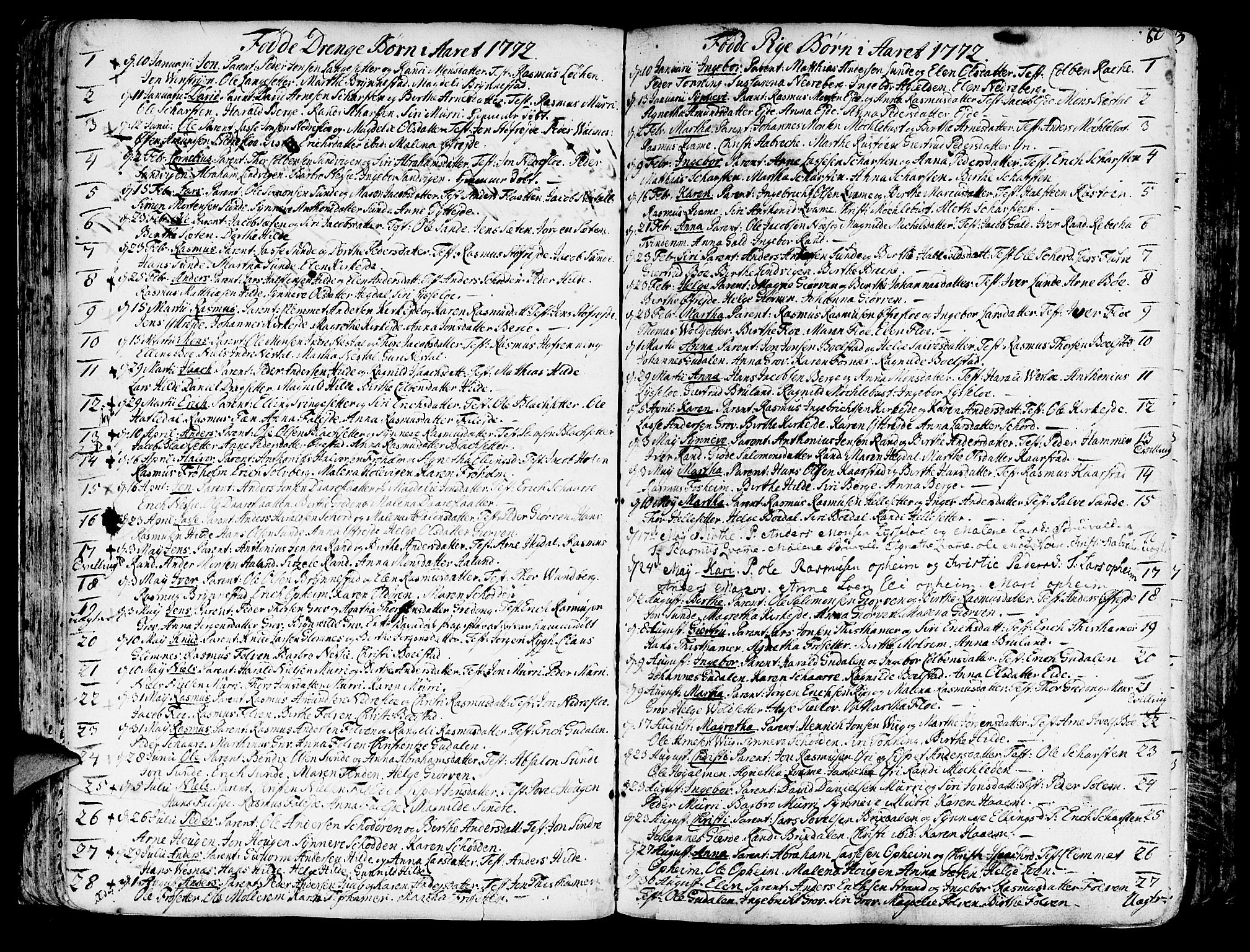 Innvik sokneprestembete, SAB/A-80501: Parish register (official) no. A 1, 1750-1816, p. 80