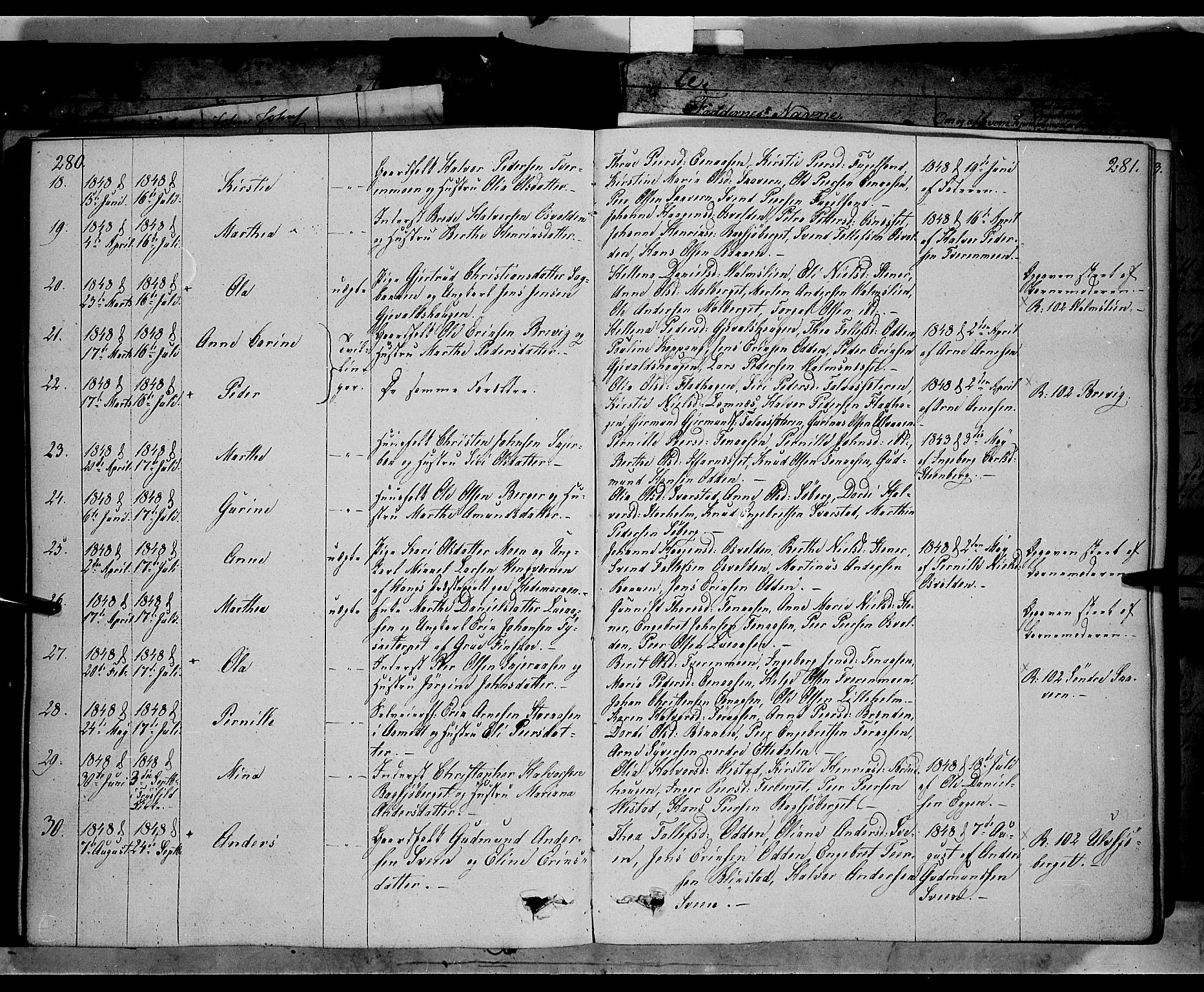 Trysil prestekontor, AV/SAH-PREST-046/H/Ha/Haa/L0004: Parish register (official) no. 4 /2, 1842-1850, p. 280-281