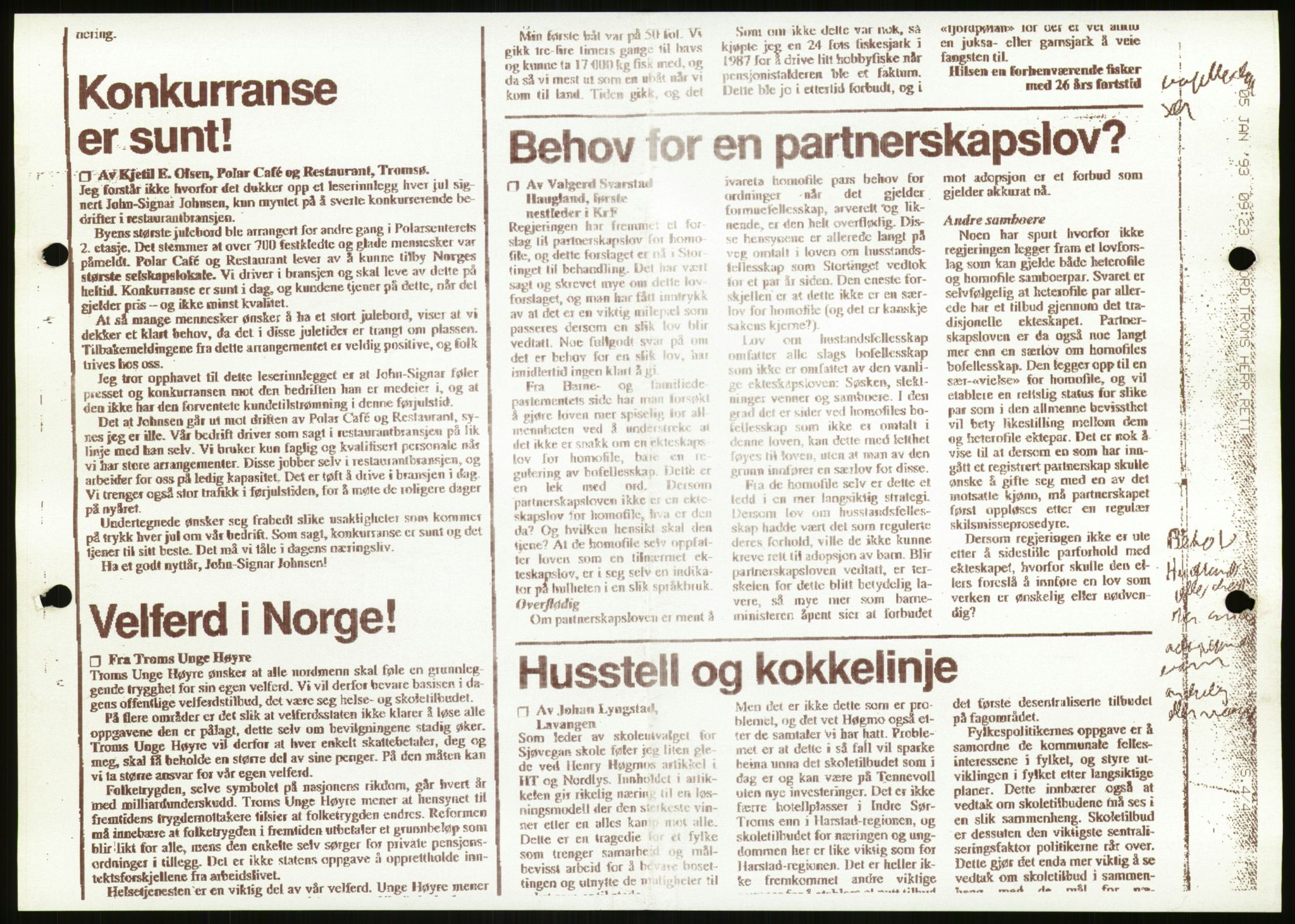 Det Norske Forbundet av 1948/Landsforeningen for Lesbisk og Homofil Frigjøring, AV/RA-PA-1216/D/Da/L0001: Partnerskapsloven, 1990-1993, p. 1439