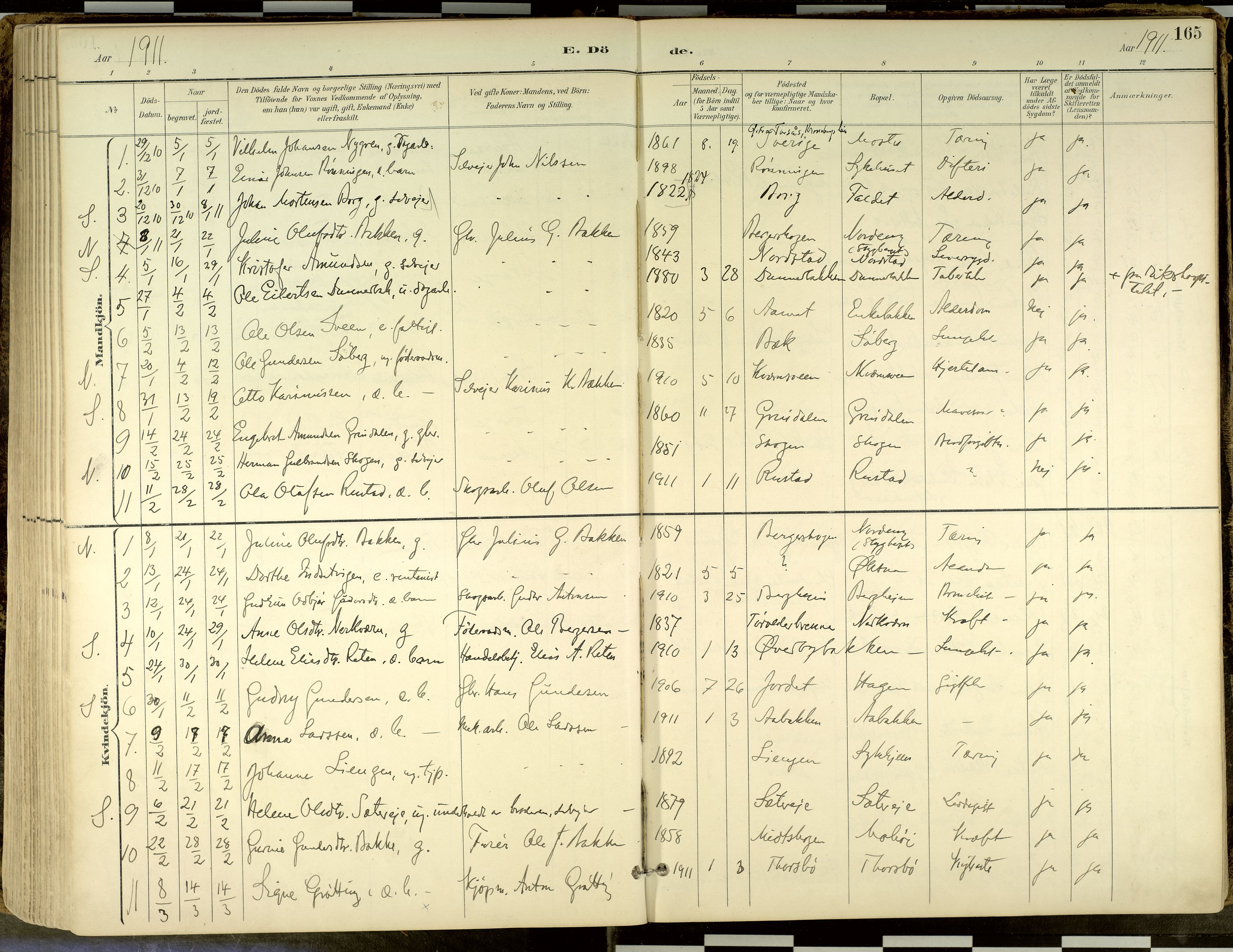 Elverum prestekontor, SAH/PREST-044/H/Ha/Haa/L0018: Parish register (official) no. 18, 1894-1914, p. 165