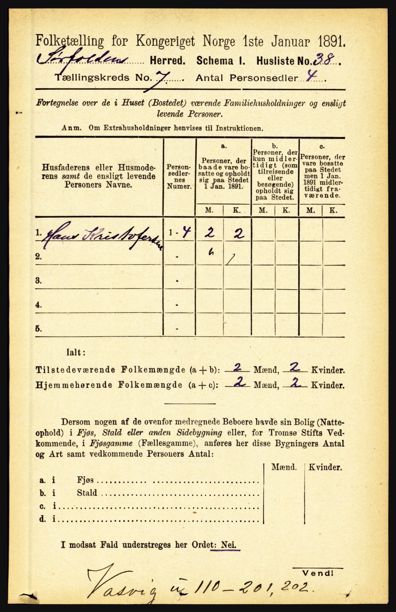 RA, 1891 census for 1845 Sørfold, 1891, p. 2187