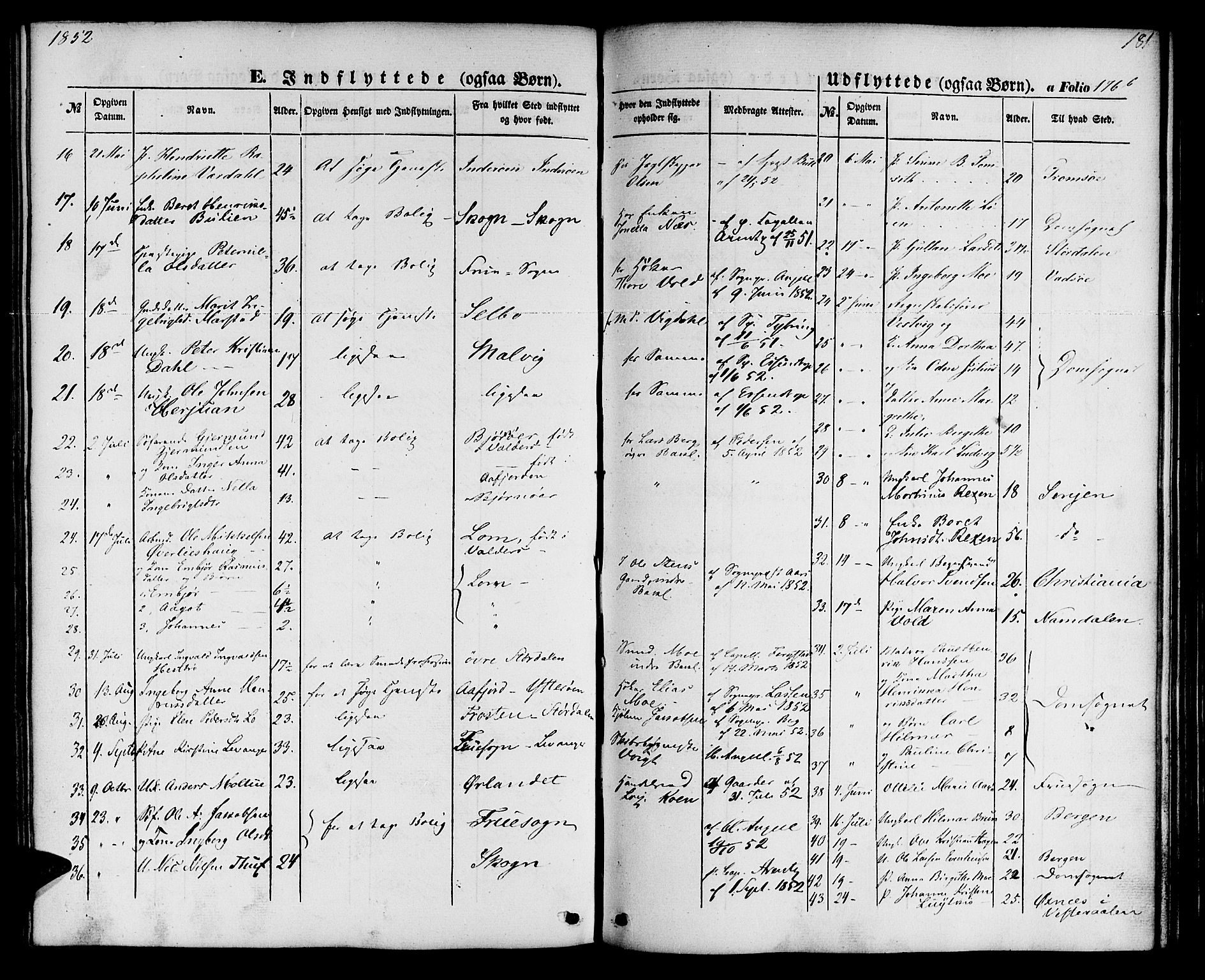 Ministerialprotokoller, klokkerbøker og fødselsregistre - Sør-Trøndelag, AV/SAT-A-1456/604/L0184: Parish register (official) no. 604A05, 1851-1860, p. 181