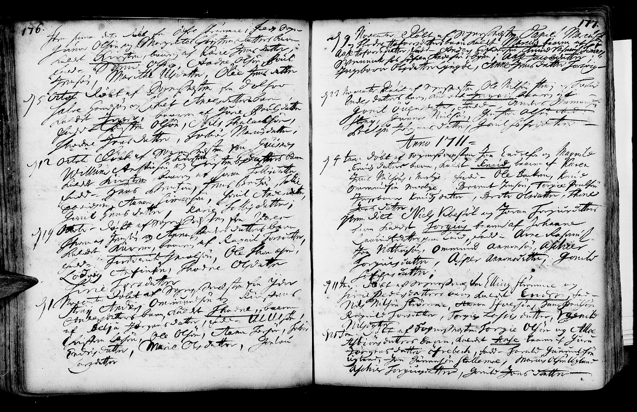 Oddernes sokneprestkontor, SAK/1111-0033/F/Fa/Faa/L0001: Parish register (official) no. A 1, 1692-1718, p. 176-177