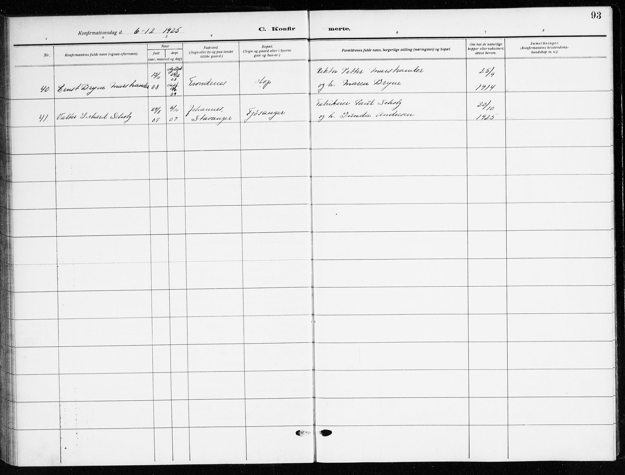 Domkirken sokneprestembete, SAB/A-74801/H/Haa/L0032: Parish register (official) no. C 7, 1915-1930, p. 93