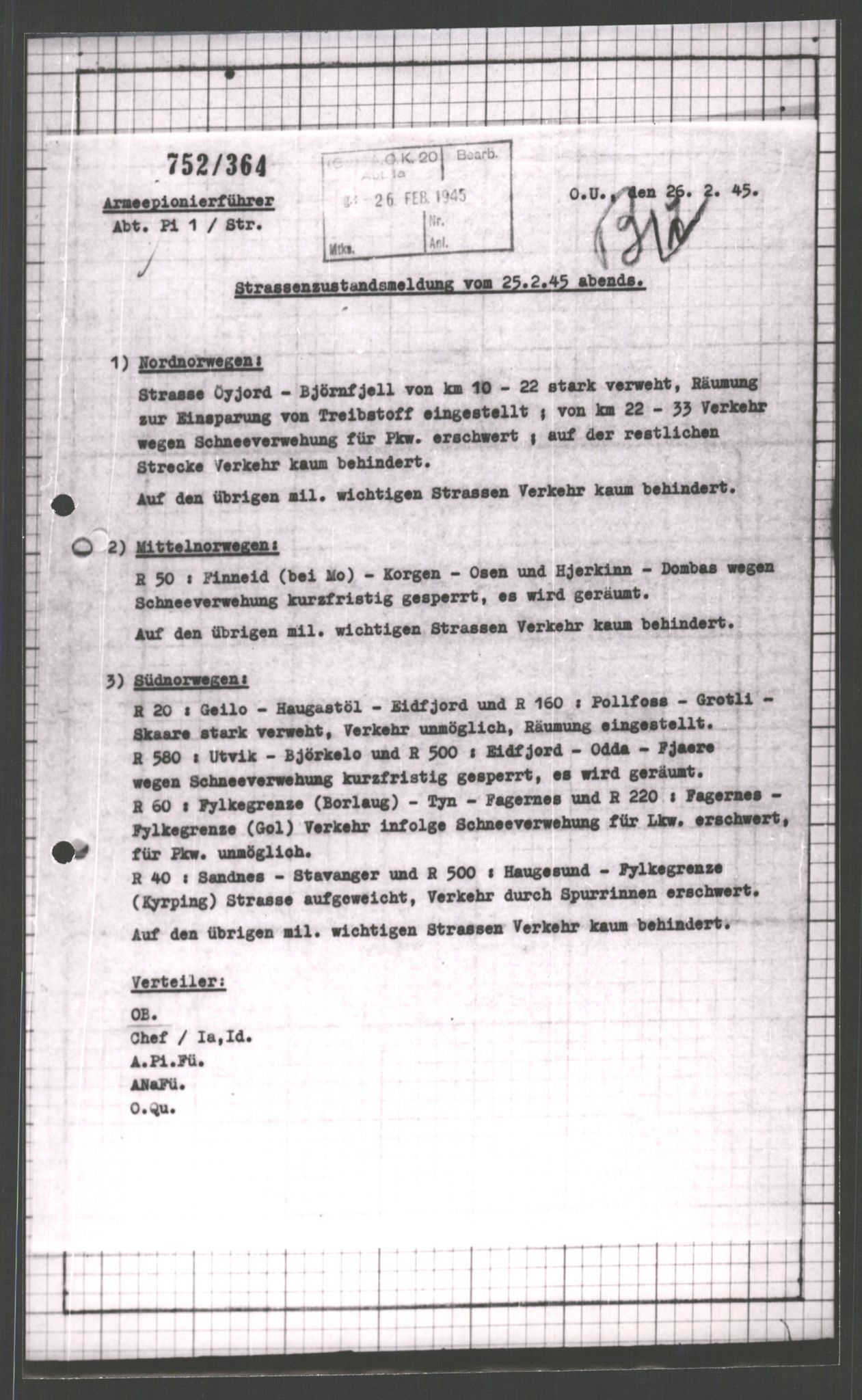 Forsvarets Overkommando. 2 kontor. Arkiv 11.4. Spredte tyske arkivsaker, AV/RA-RAFA-7031/D/Dar/Dara/L0003: Krigsdagbøker for 20. Gebirgs-Armee-Oberkommando (AOK 20), 1945, p. 272