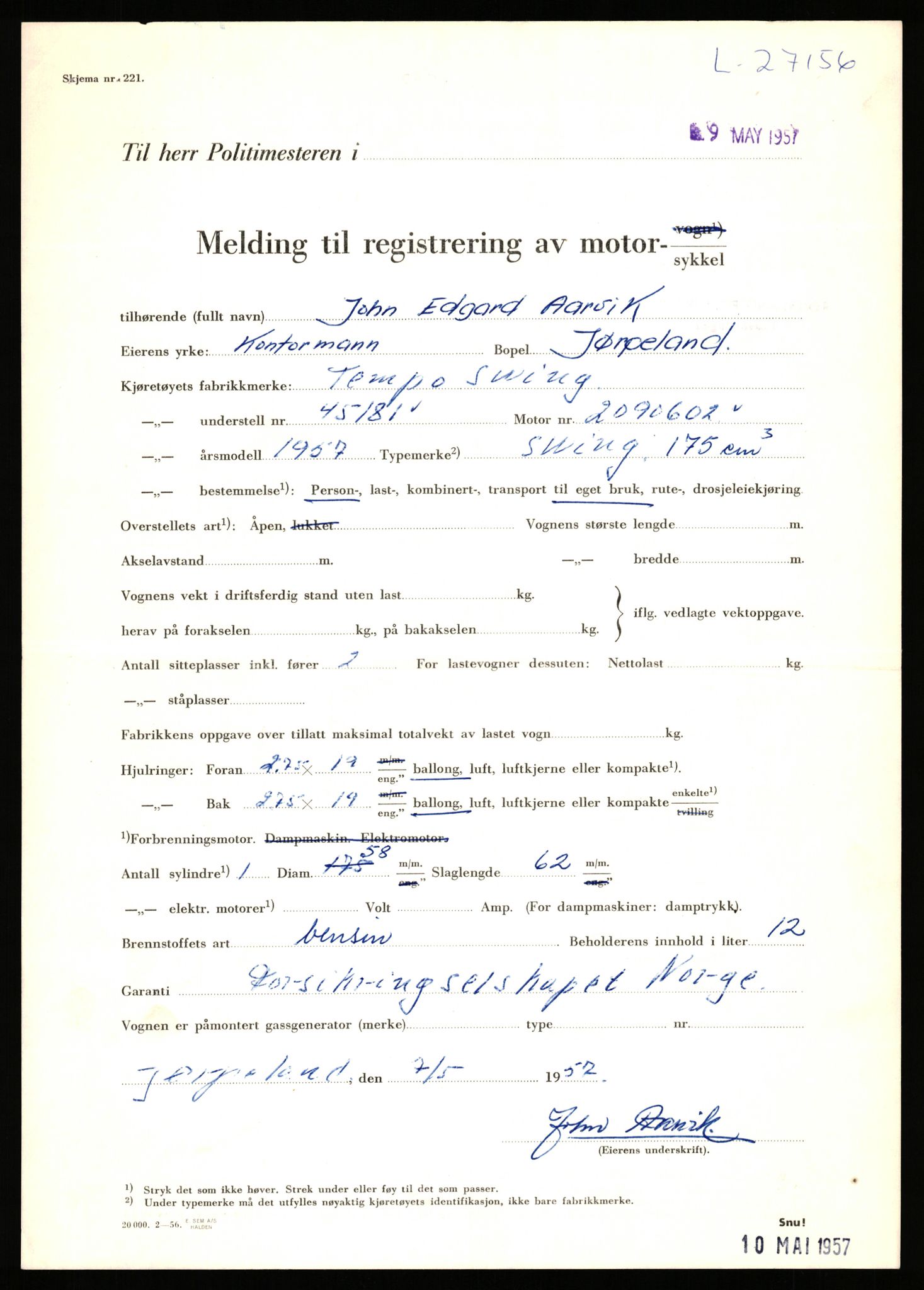 Stavanger trafikkstasjon, AV/SAST-A-101942/0/F/L0045: L-27000 - L-27799, 1930-1971, p. 371