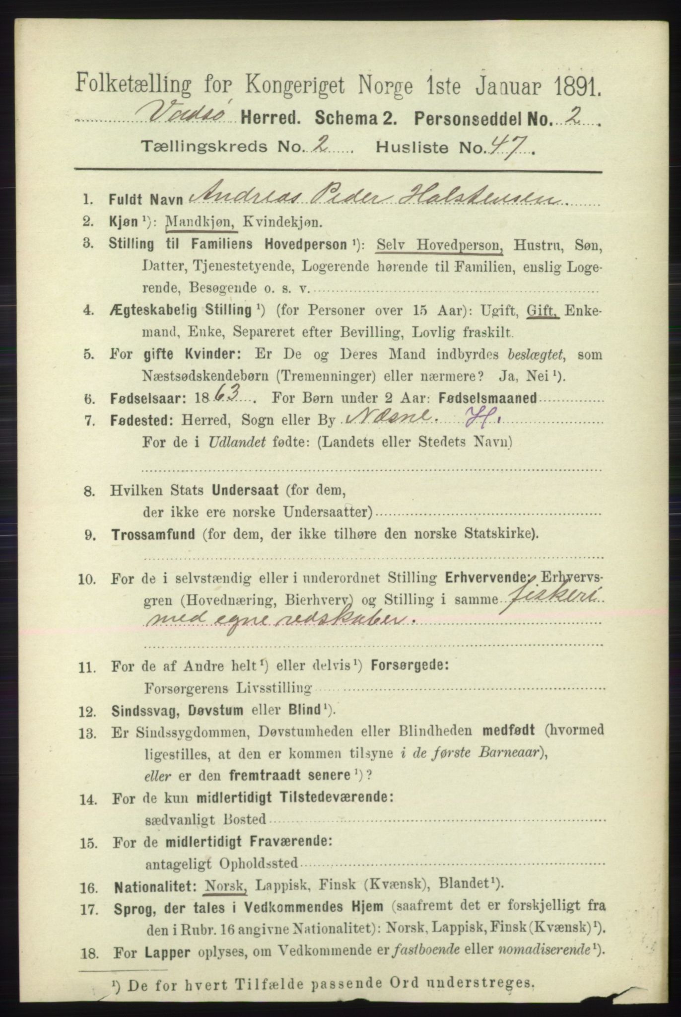 RA, 1891 census for 2029 Vadsø, 1891, p. 756