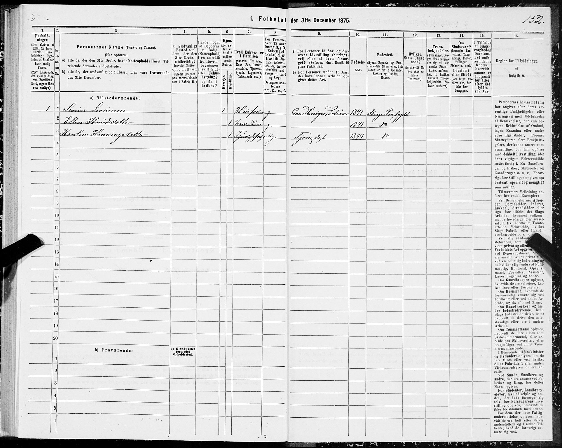 SAT, 1875 census for 1531P Borgund, 1875, p. 3152