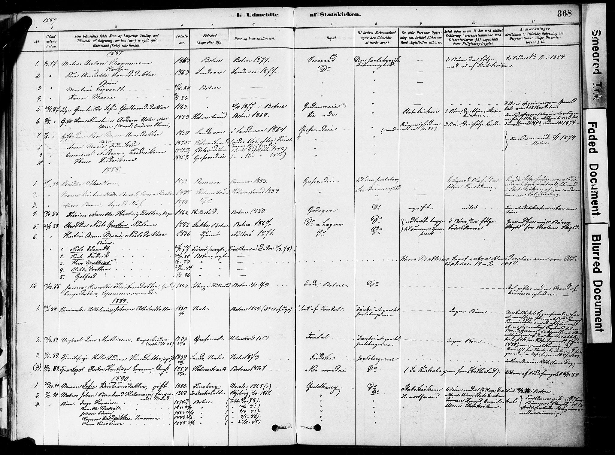 Botne kirkebøker, SAKO/A-340/F/Fa/L0007: Parish register (official) no. I 7, 1878-1910, p. 368