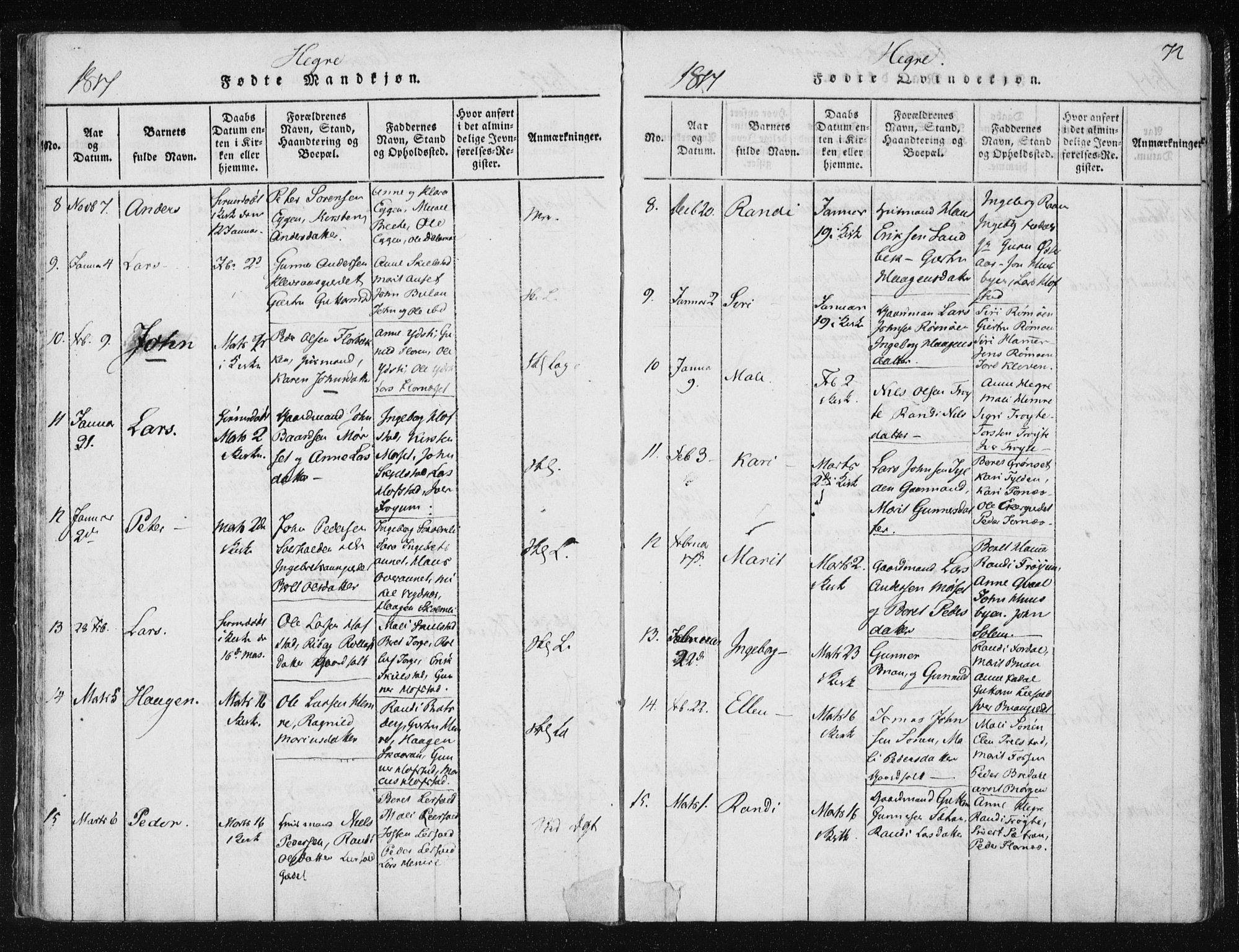 Ministerialprotokoller, klokkerbøker og fødselsregistre - Nord-Trøndelag, SAT/A-1458/709/L0061: Parish register (official) no. 709A08 /4, 1815-1819, p. 72