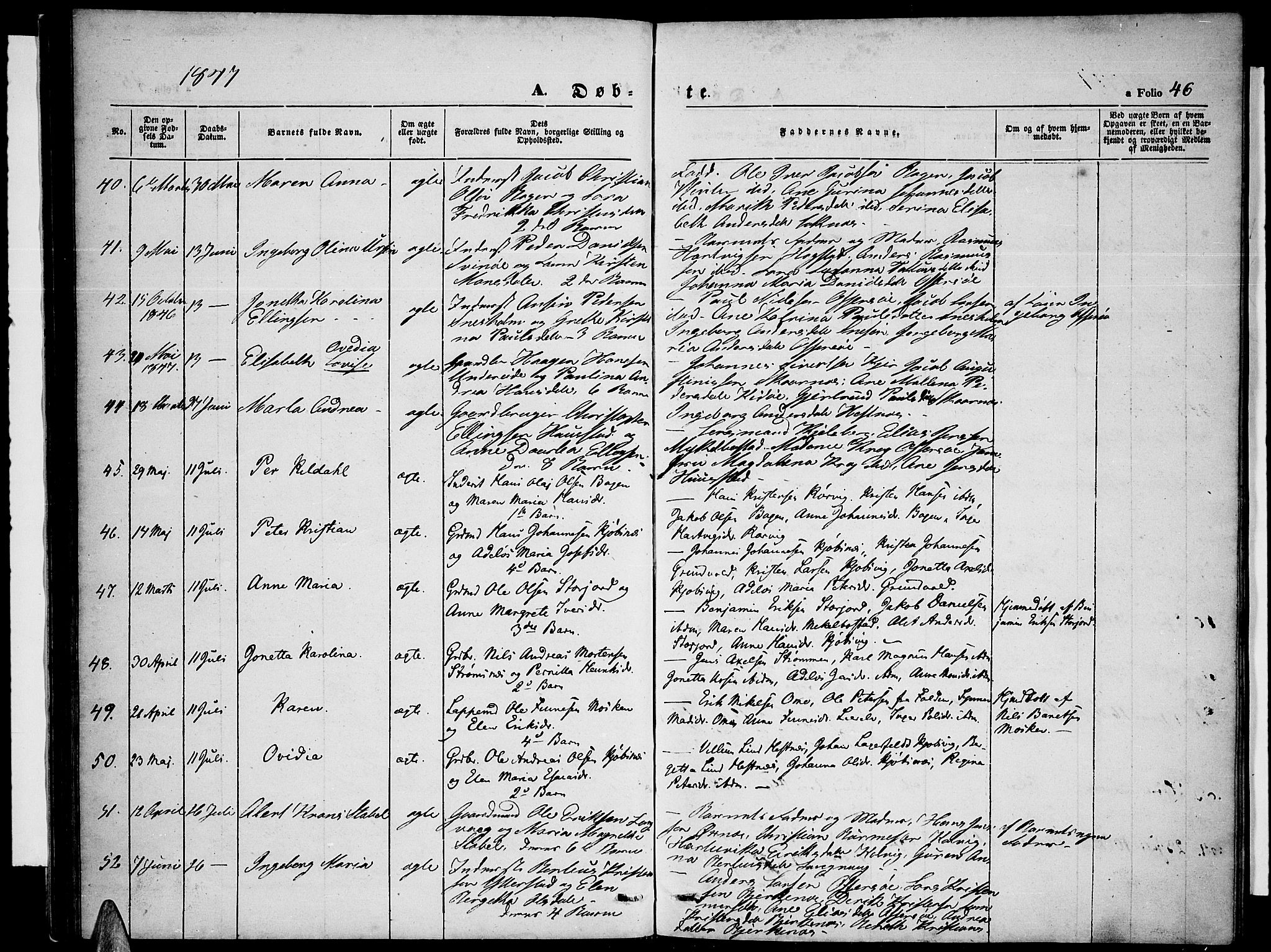Ministerialprotokoller, klokkerbøker og fødselsregistre - Nordland, AV/SAT-A-1459/872/L1045: Parish register (copy) no. 872C01, 1840-1851, p. 46