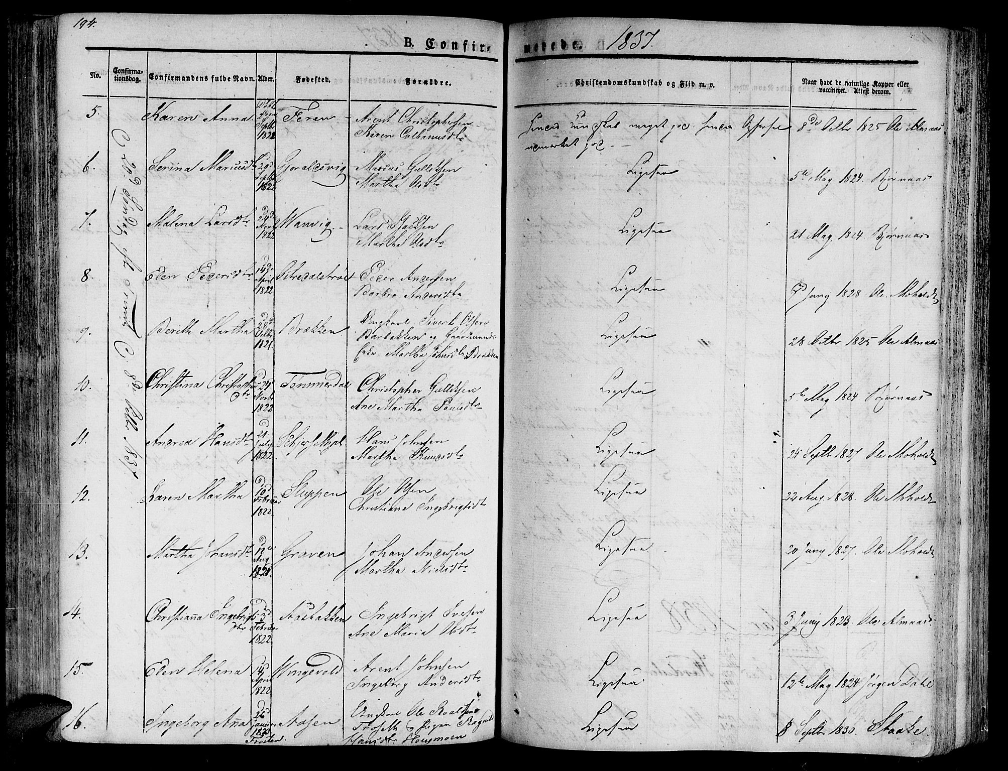 Ministerialprotokoller, klokkerbøker og fødselsregistre - Nord-Trøndelag, SAT/A-1458/701/L0006: Parish register (official) no. 701A06, 1825-1841, p. 194