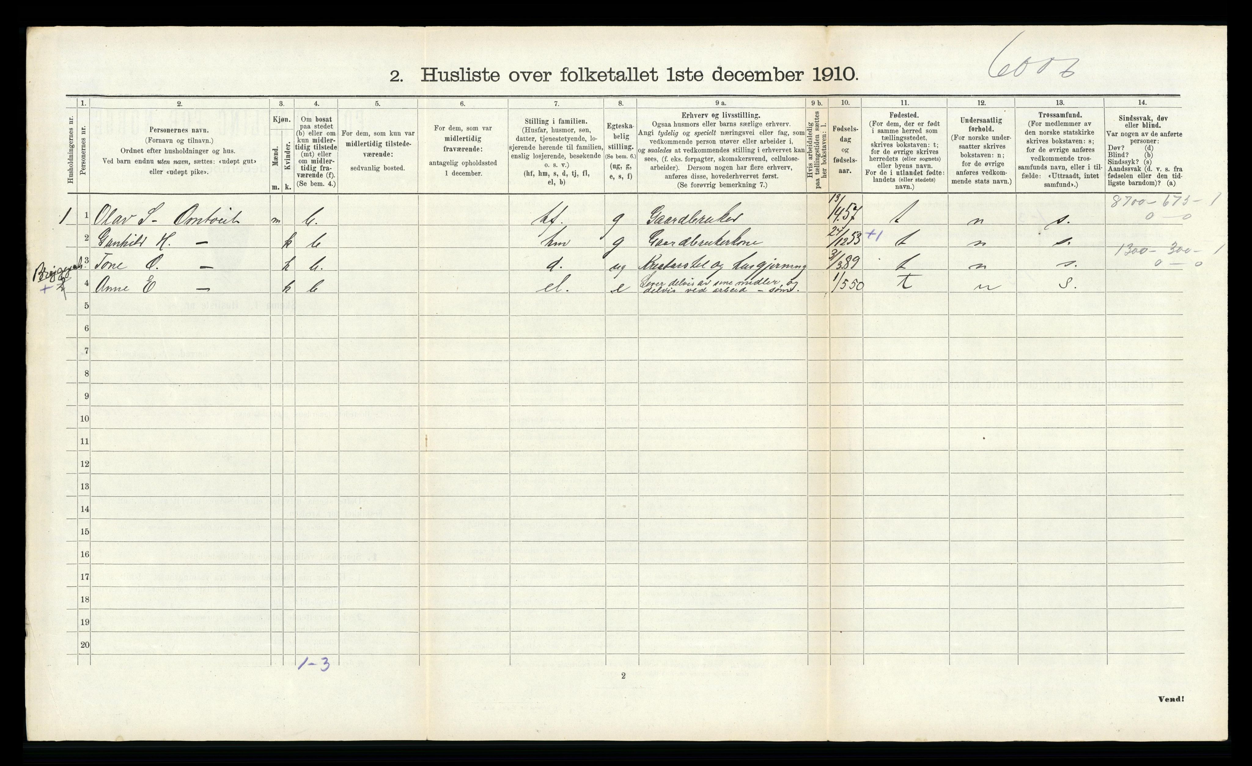 RA, 1910 census for Kviteseid, 1910, p. 1085