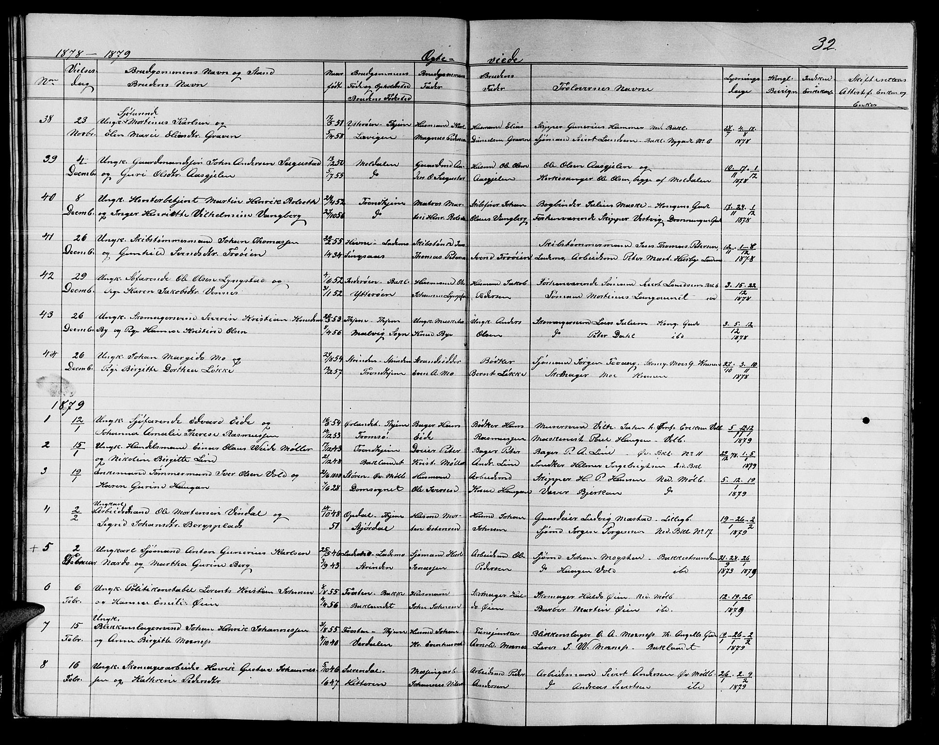 Ministerialprotokoller, klokkerbøker og fødselsregistre - Sør-Trøndelag, SAT/A-1456/604/L0221: Parish register (copy) no. 604C04, 1870-1885, p. 32
