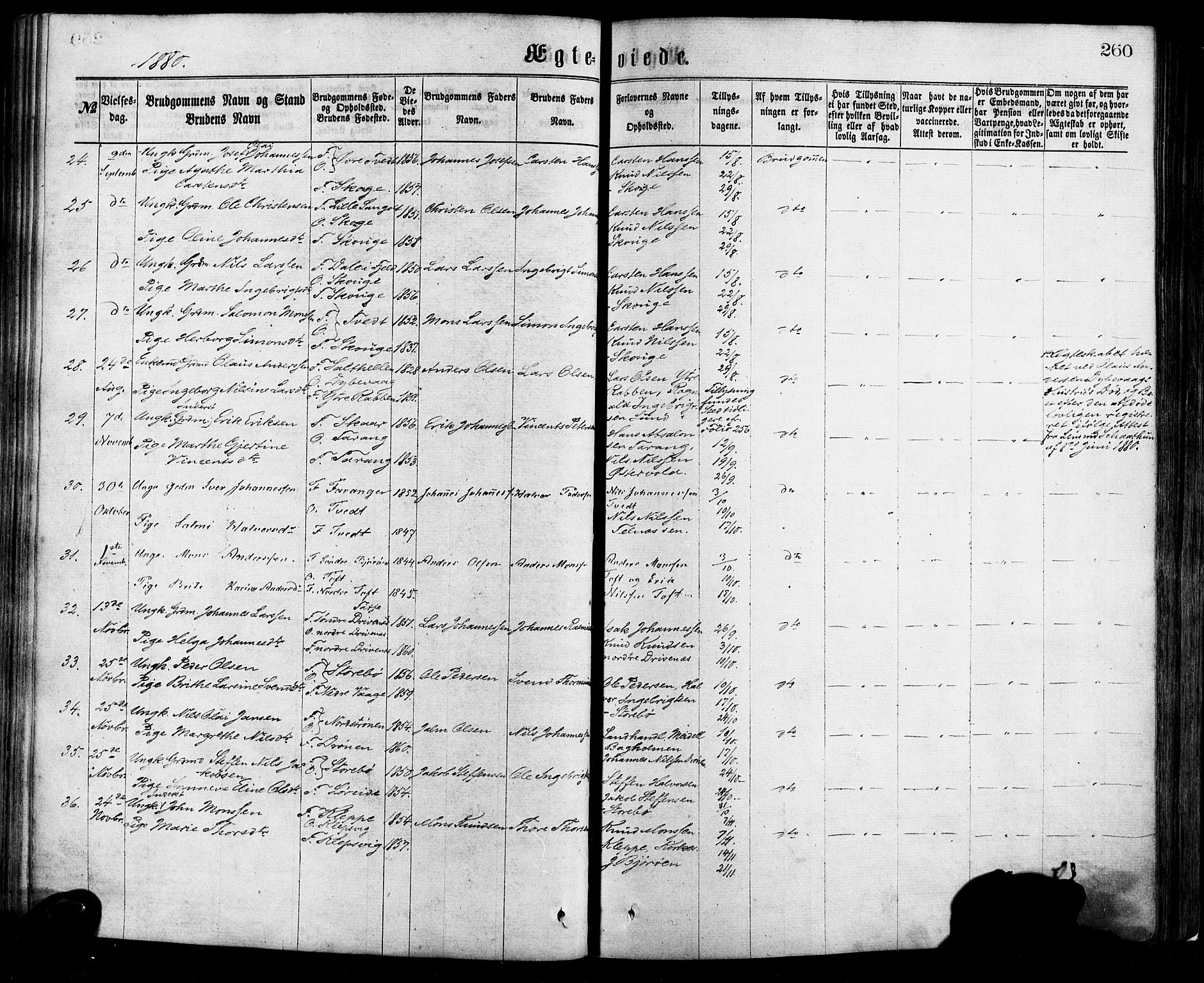 Sund sokneprestembete, AV/SAB-A-99930: Parish register (official) no. A 15, 1867-1881, p. 260