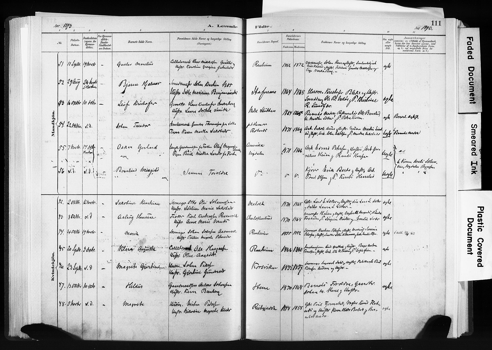 Ministerialprotokoller, klokkerbøker og fødselsregistre - Sør-Trøndelag, AV/SAT-A-1456/606/L0300: Parish register (official) no. 606A15, 1886-1893, p. 111