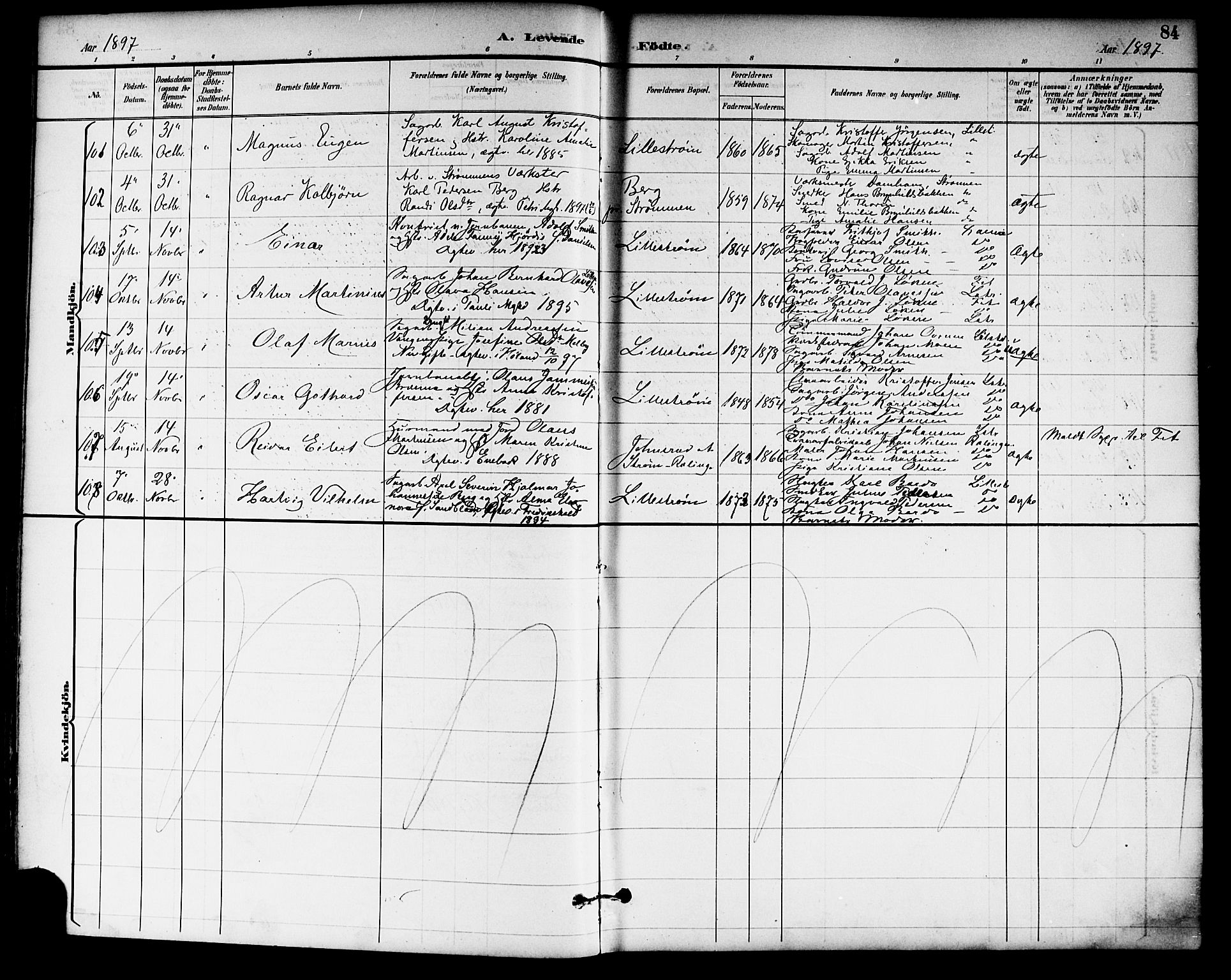 Skedsmo prestekontor Kirkebøker, SAO/A-10033a/F/Fa/L0014: Parish register (official) no. I 14, 1892-1901, p. 84