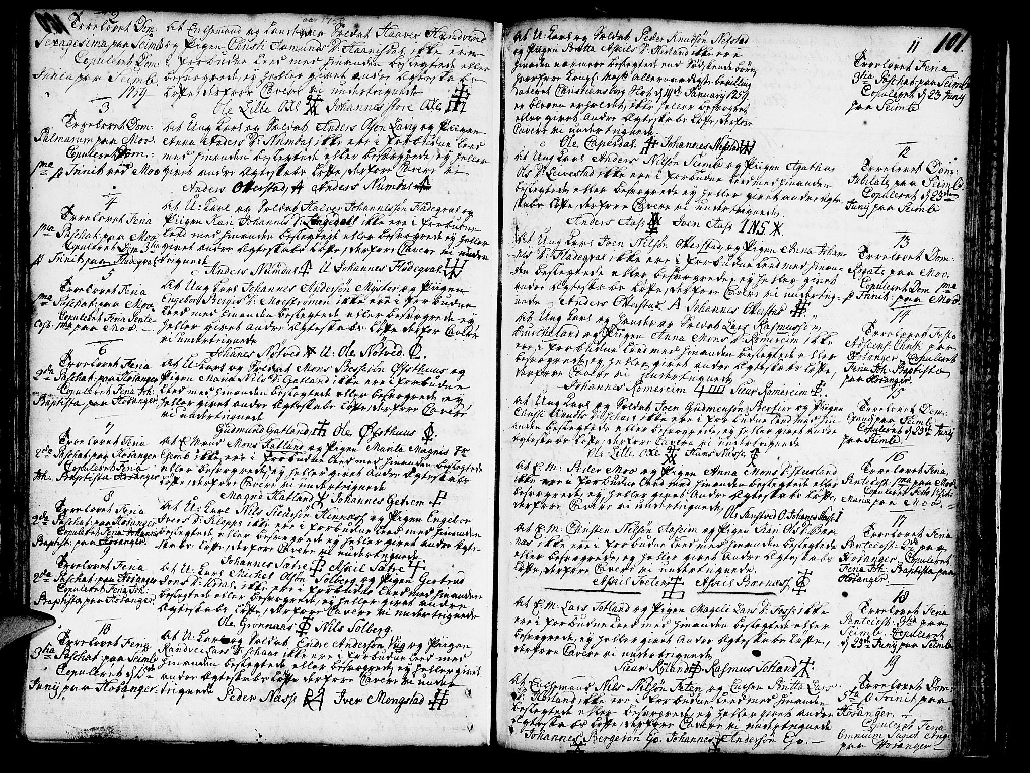 Hosanger sokneprestembete, AV/SAB-A-75801/H/Haa: Parish register (official) no. A 1 /1, 1750-1766, p. 101