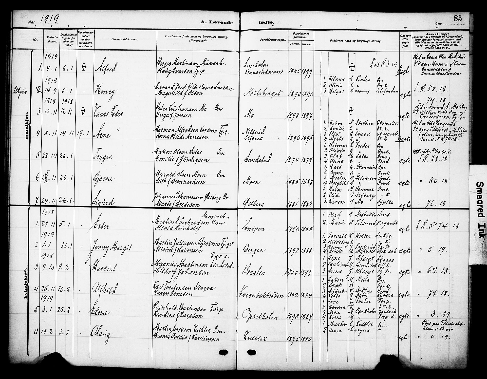 Grue prestekontor, AV/SAH-PREST-036/H/Ha/Haa/L0015: Parish register (official) no. 15, 1911-1922, p. 85