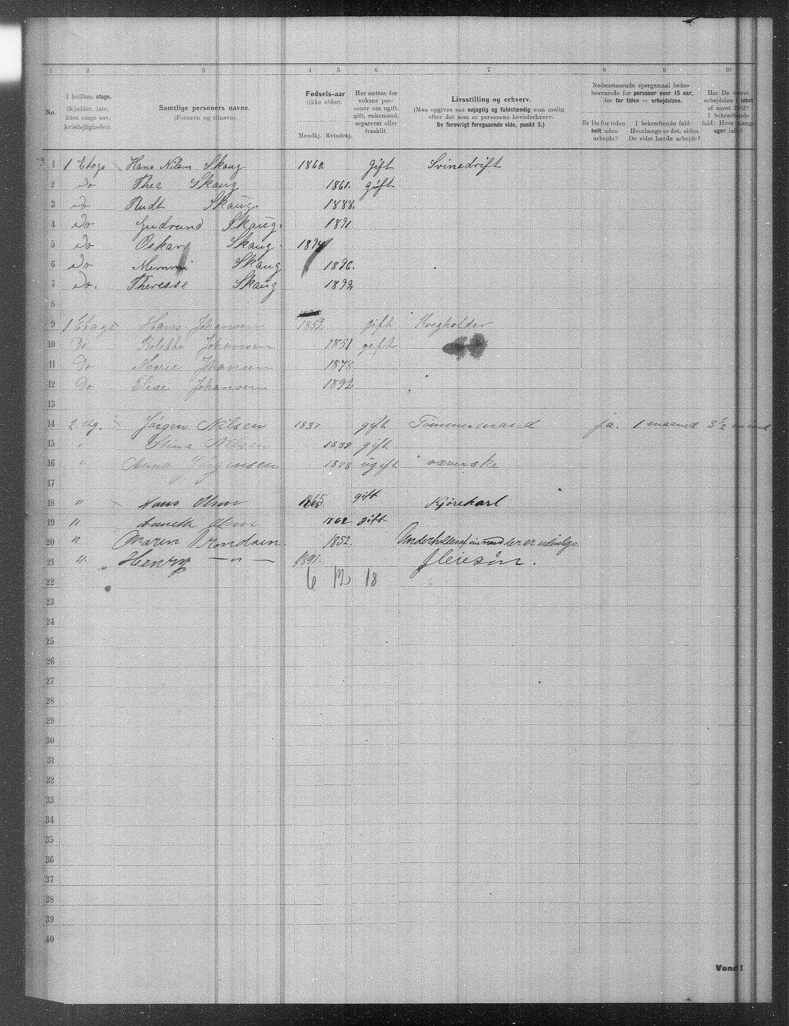 OBA, Municipal Census 1902 for Kristiania, 1902, p. 19002